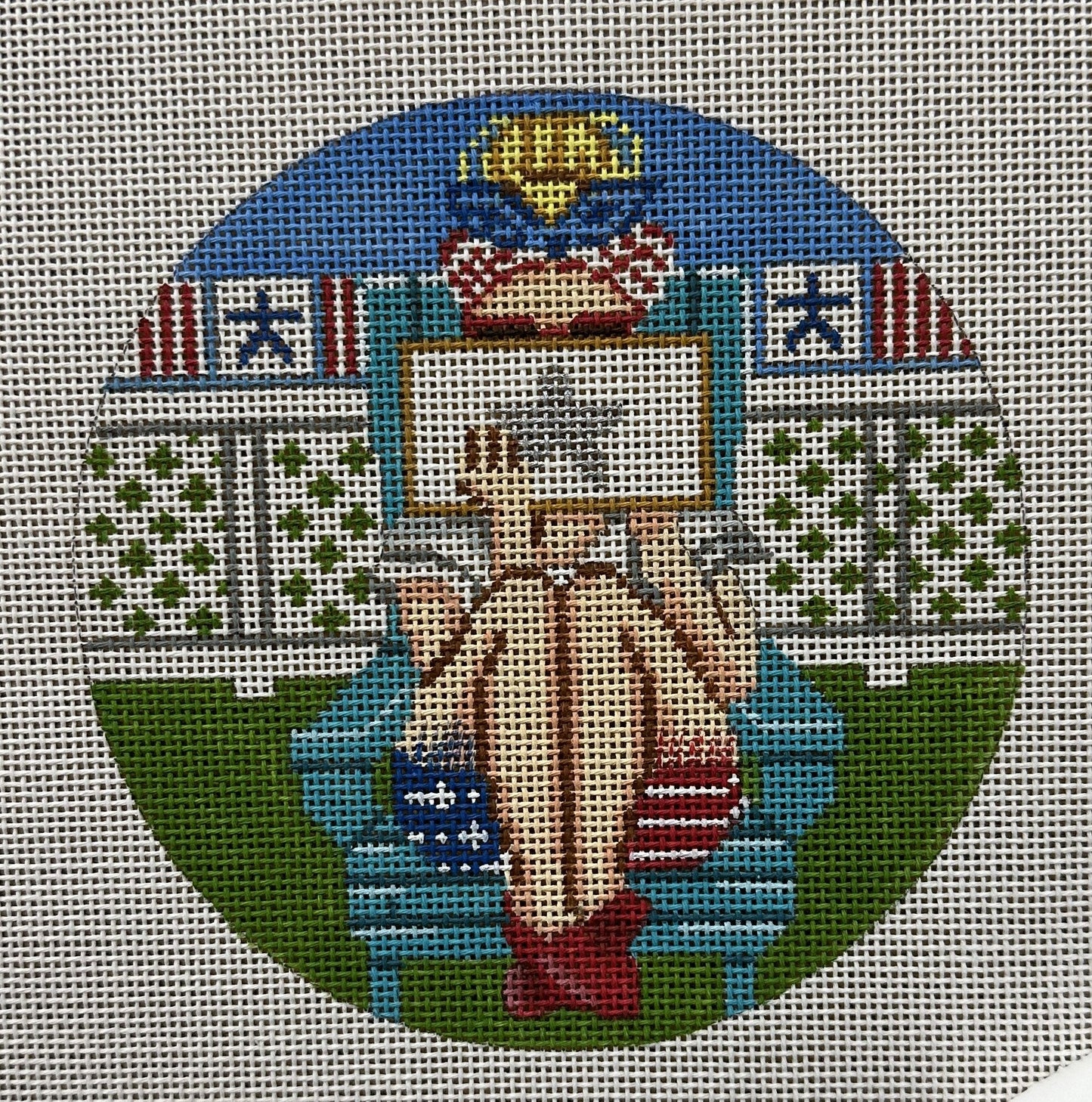 4th of July Stitching Girl Ornament | Garden Gate Needlepoint