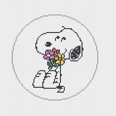 Snoopy Hugging Flowers