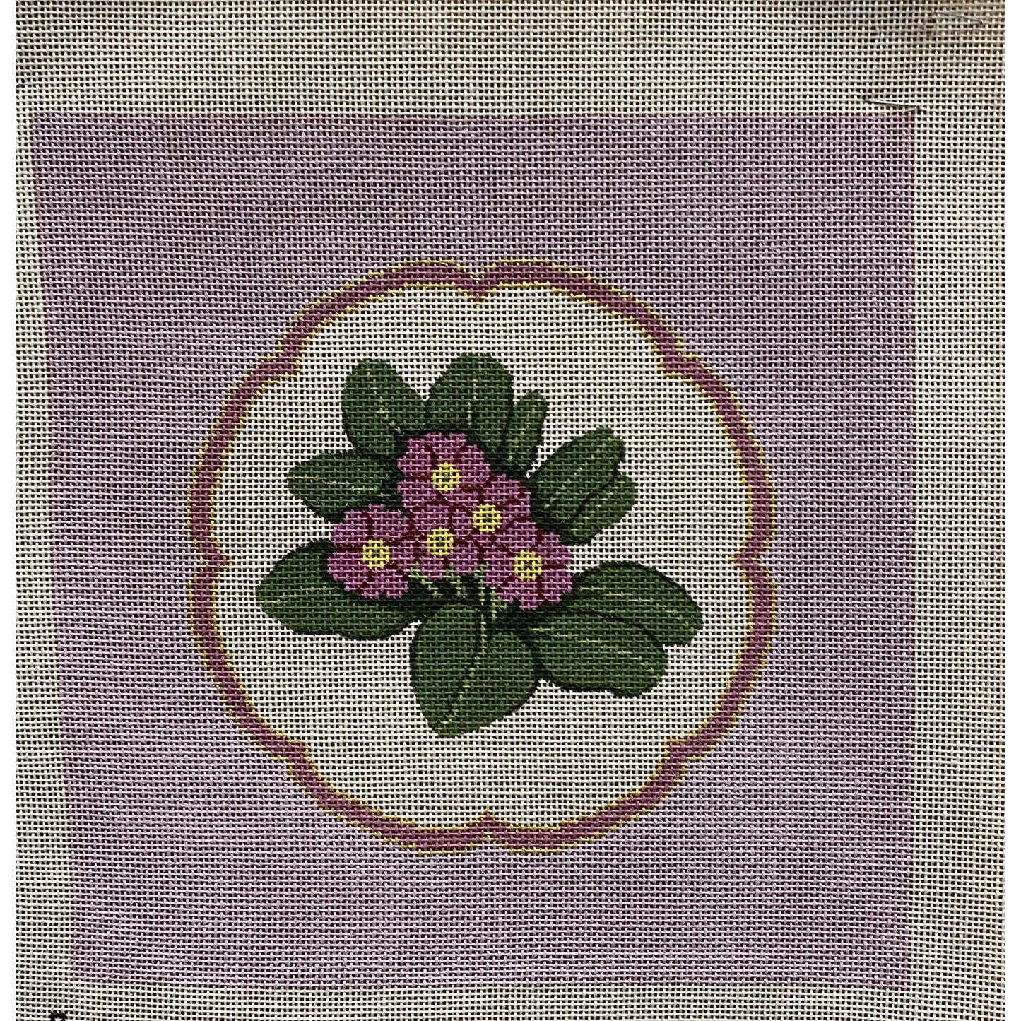 African Violets canvas - Garden Gate Needlepoint
