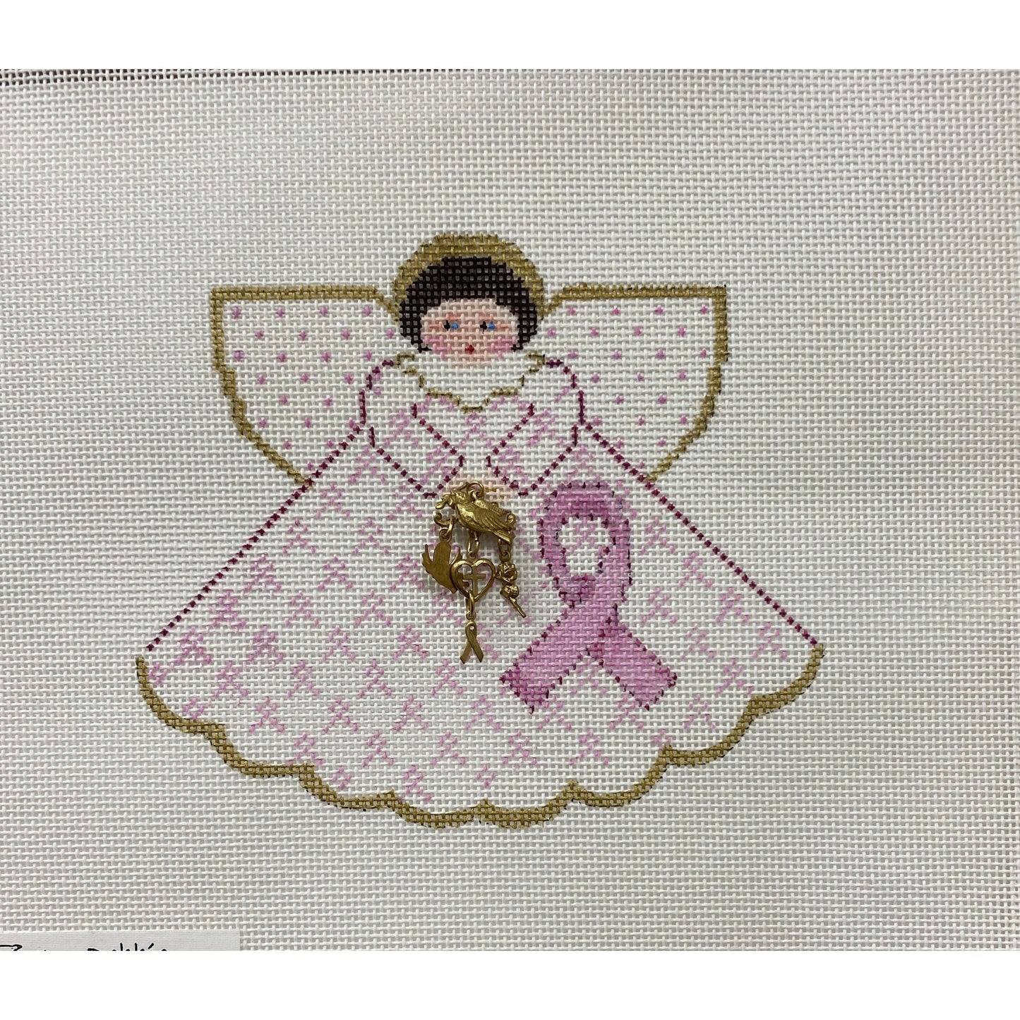 Angle with Stitch Guide Ornament - Garden Gate Needlepoint