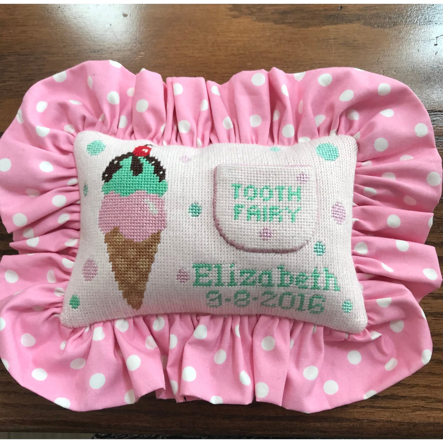 Baseball Tooth Fairy Pillow - Garden Gate Needlepoint