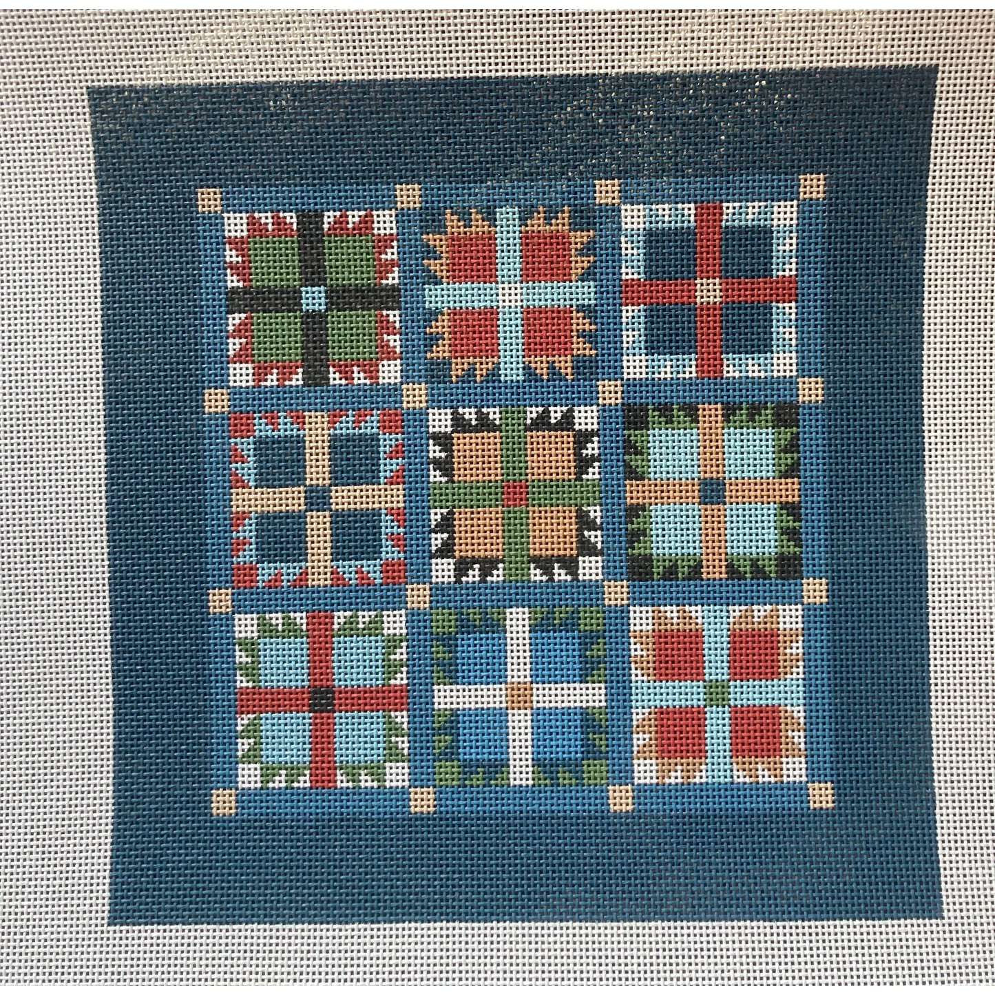 Bear Paw Quilt Canvas - Garden Gate Needlepoint