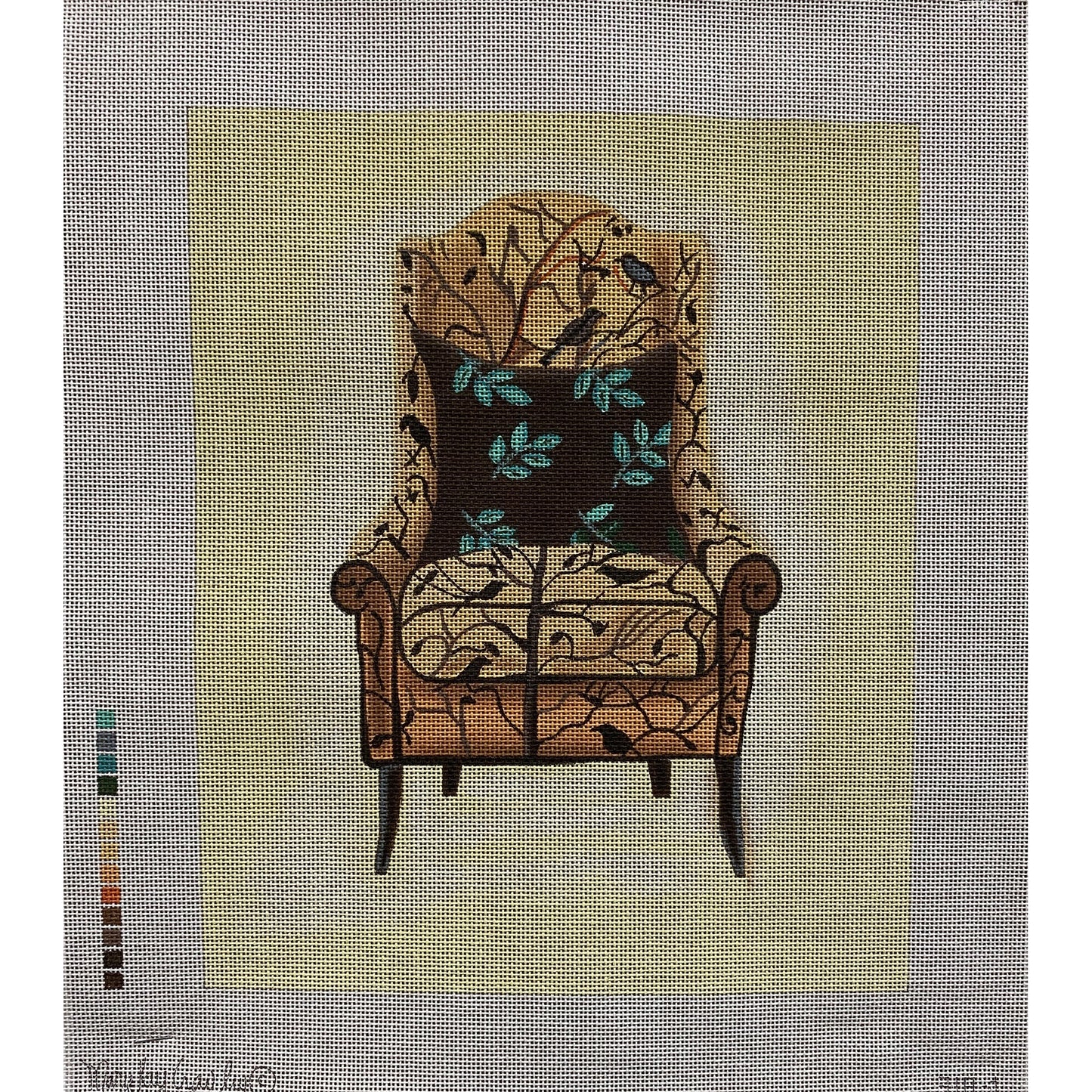 Beige Bird Chair canvas - Garden Gate Needlepoint