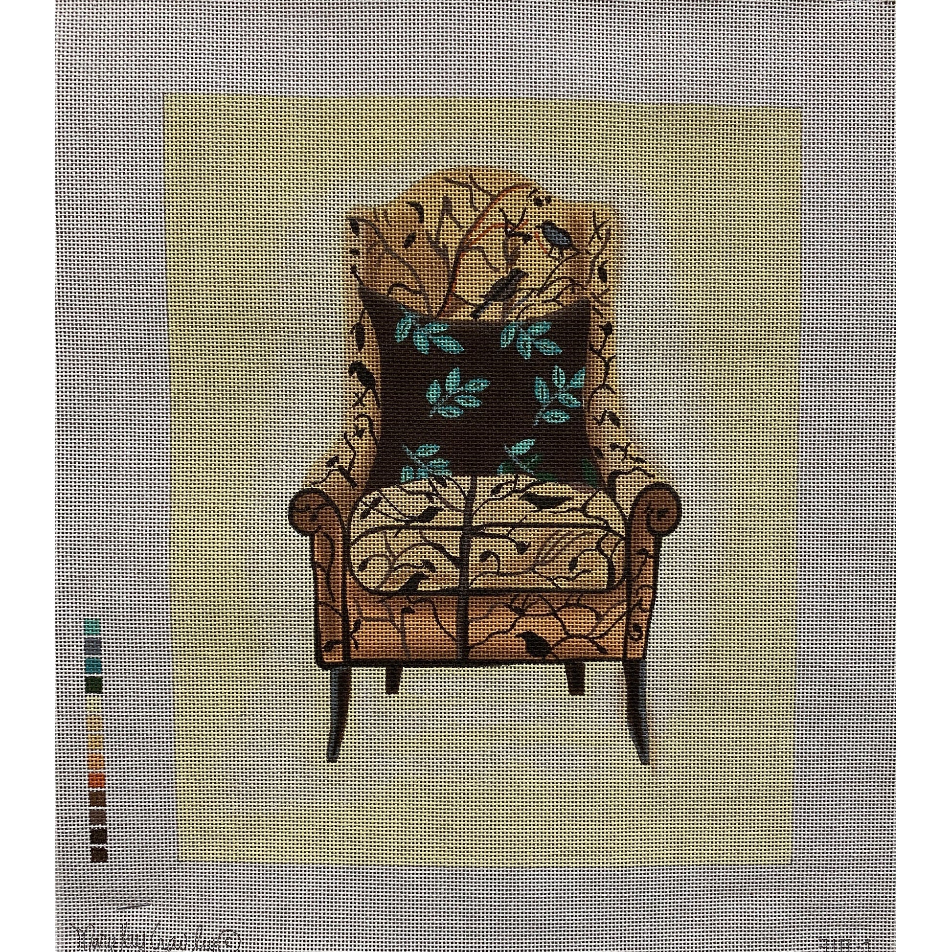 Beige Bird Chair canvas - Garden Gate Needlepoint