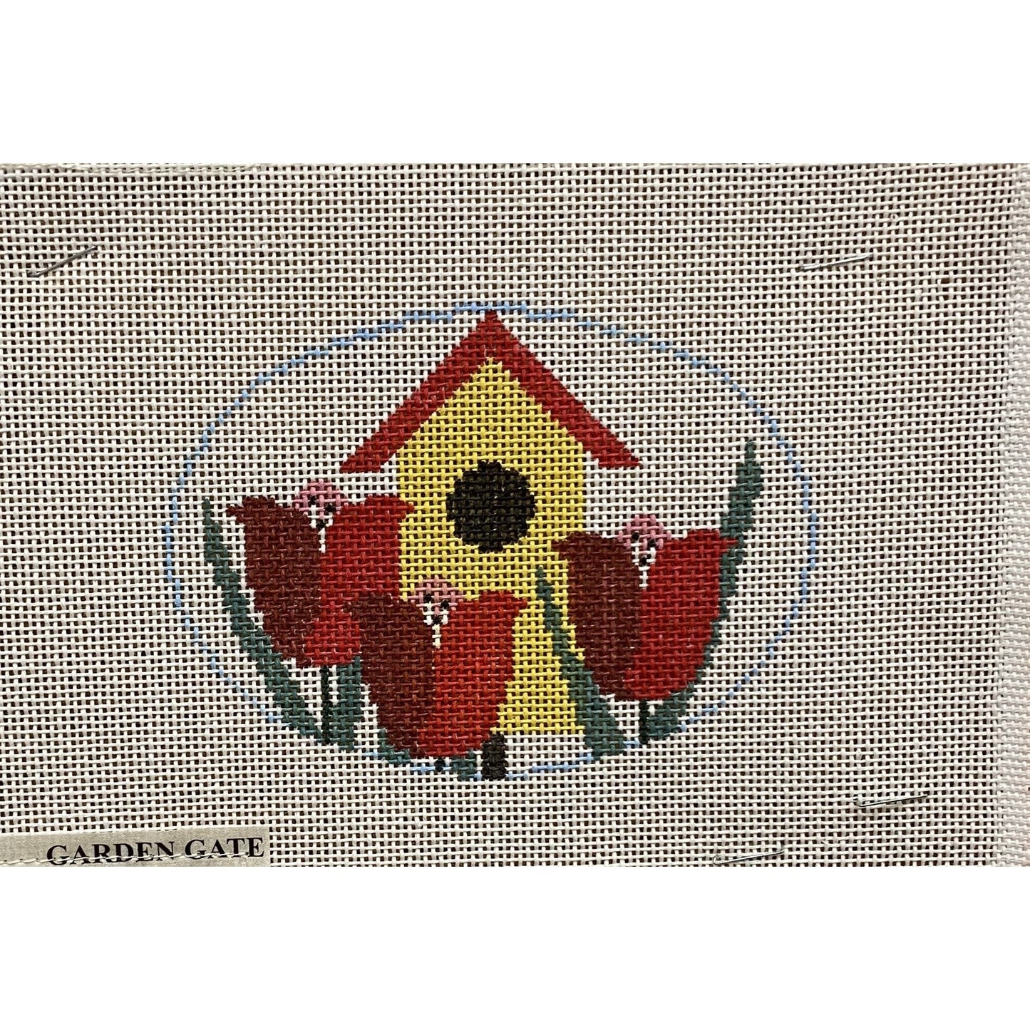 Bird house Ornament - Garden Gate Needlepoint