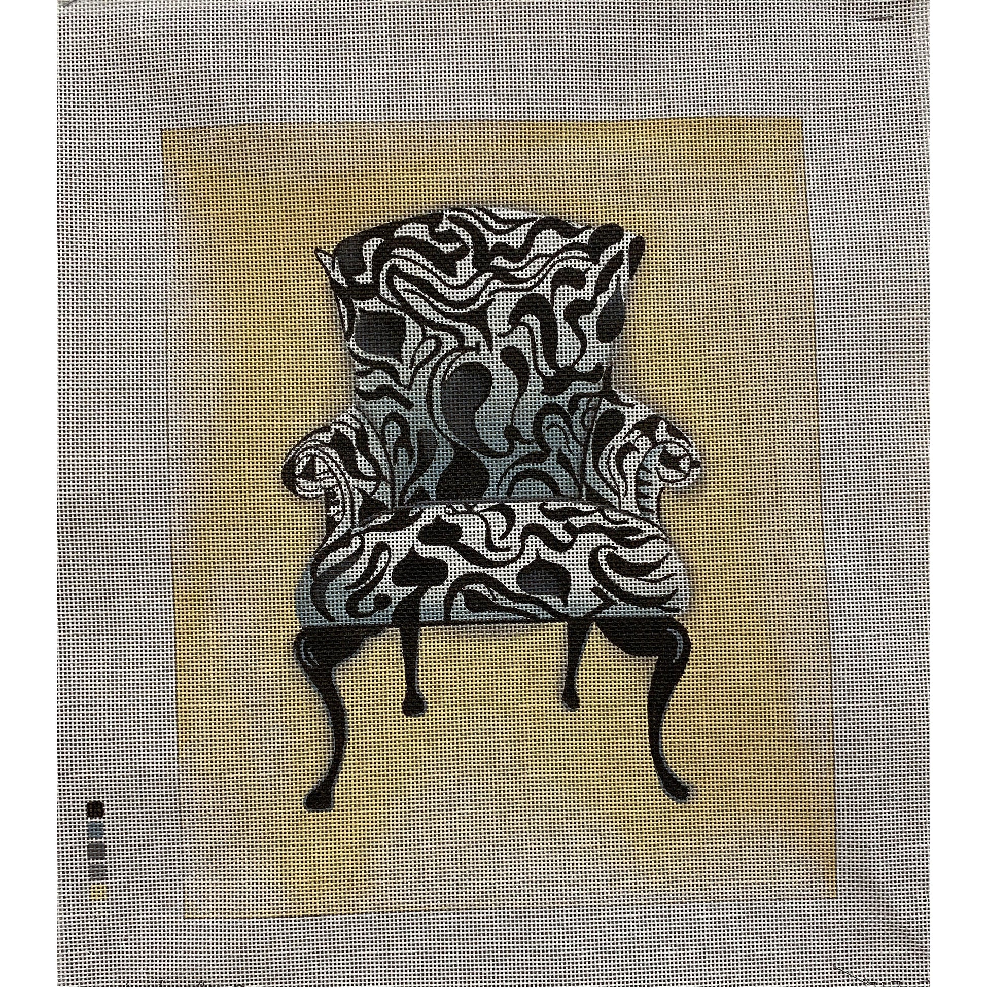 Black & White Chair canvas - Garden Gate Needlepoint