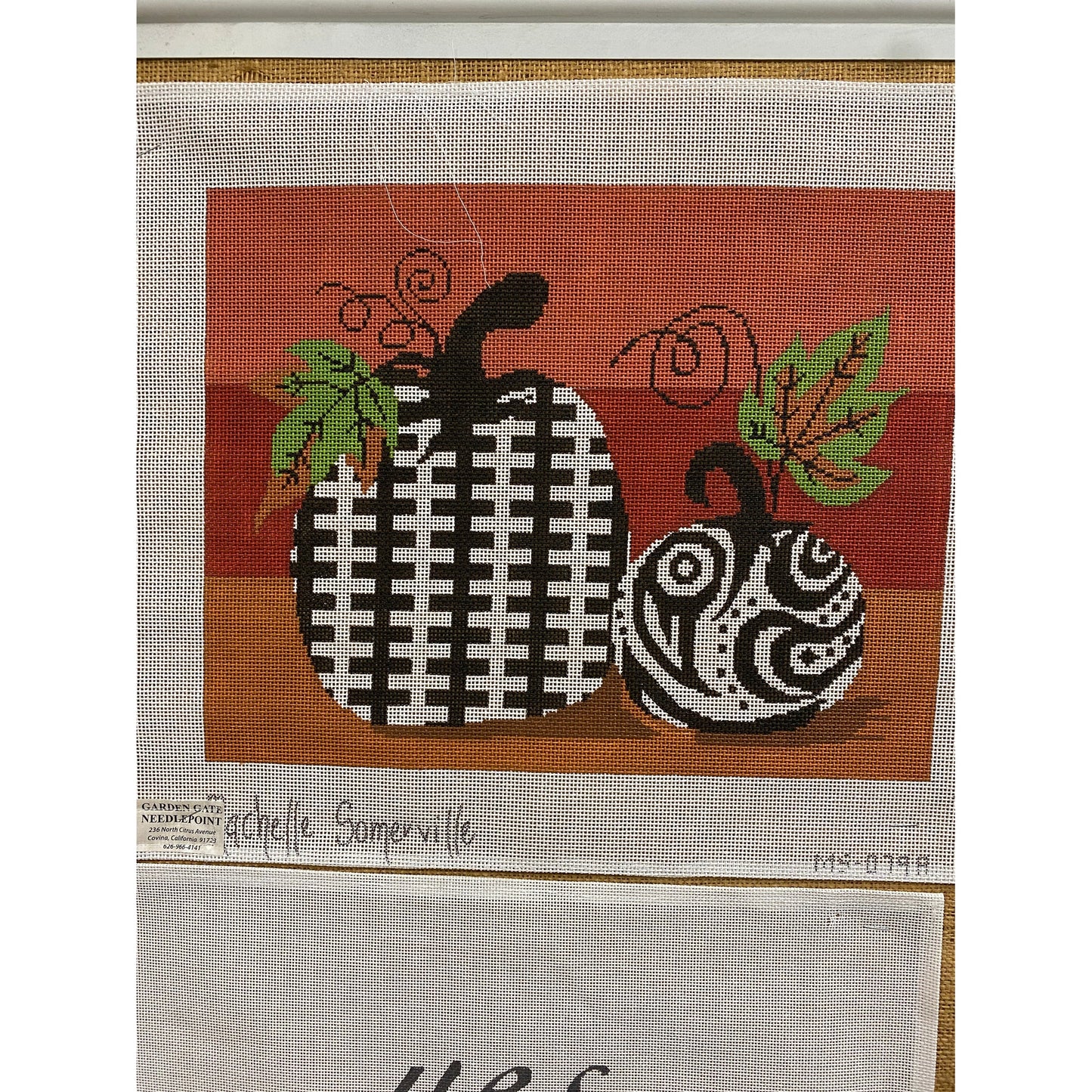 Black & White Pumpkins Canvas - Garden Gate Needlepoint