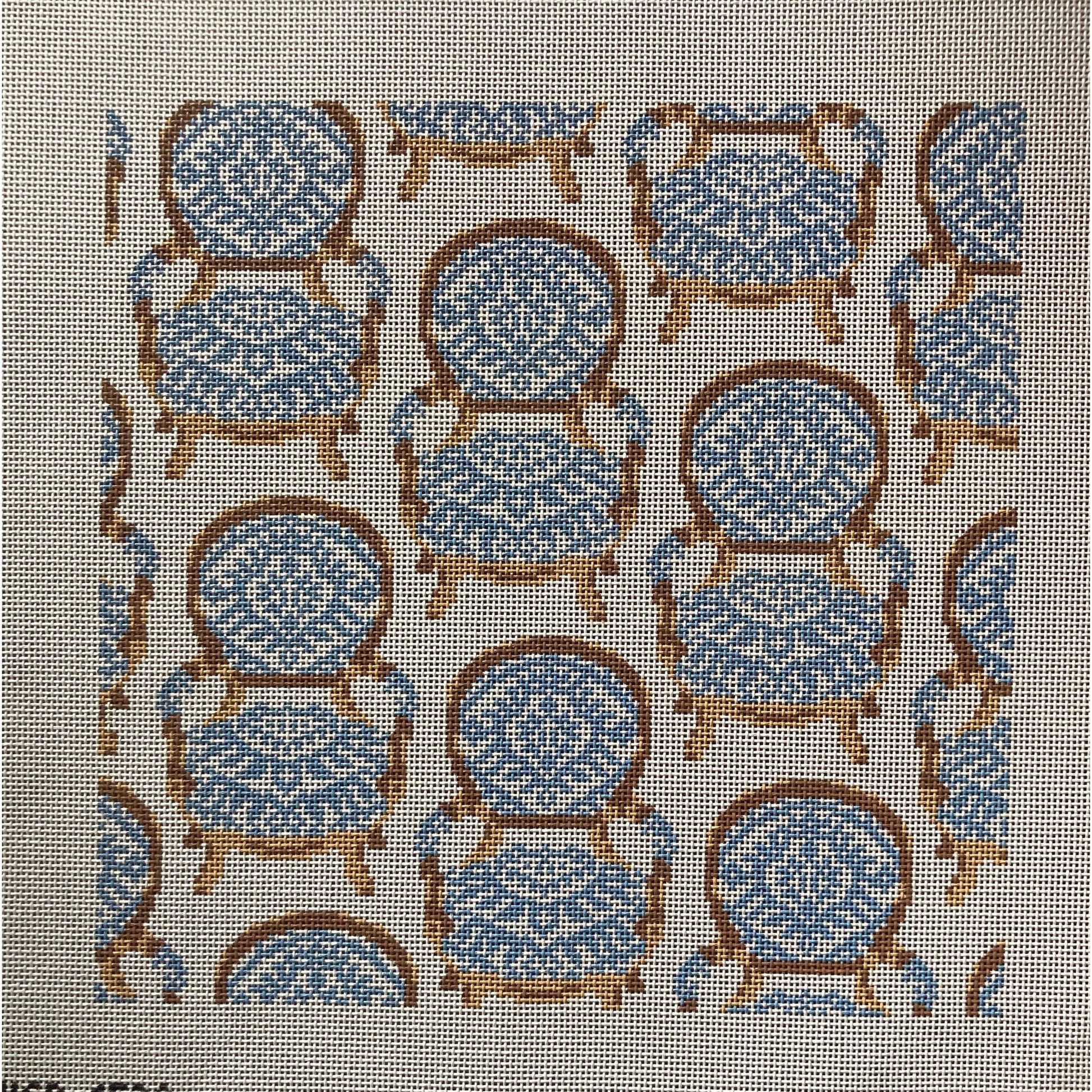 Blue Chair Pillow - Garden Gate Needlepoint