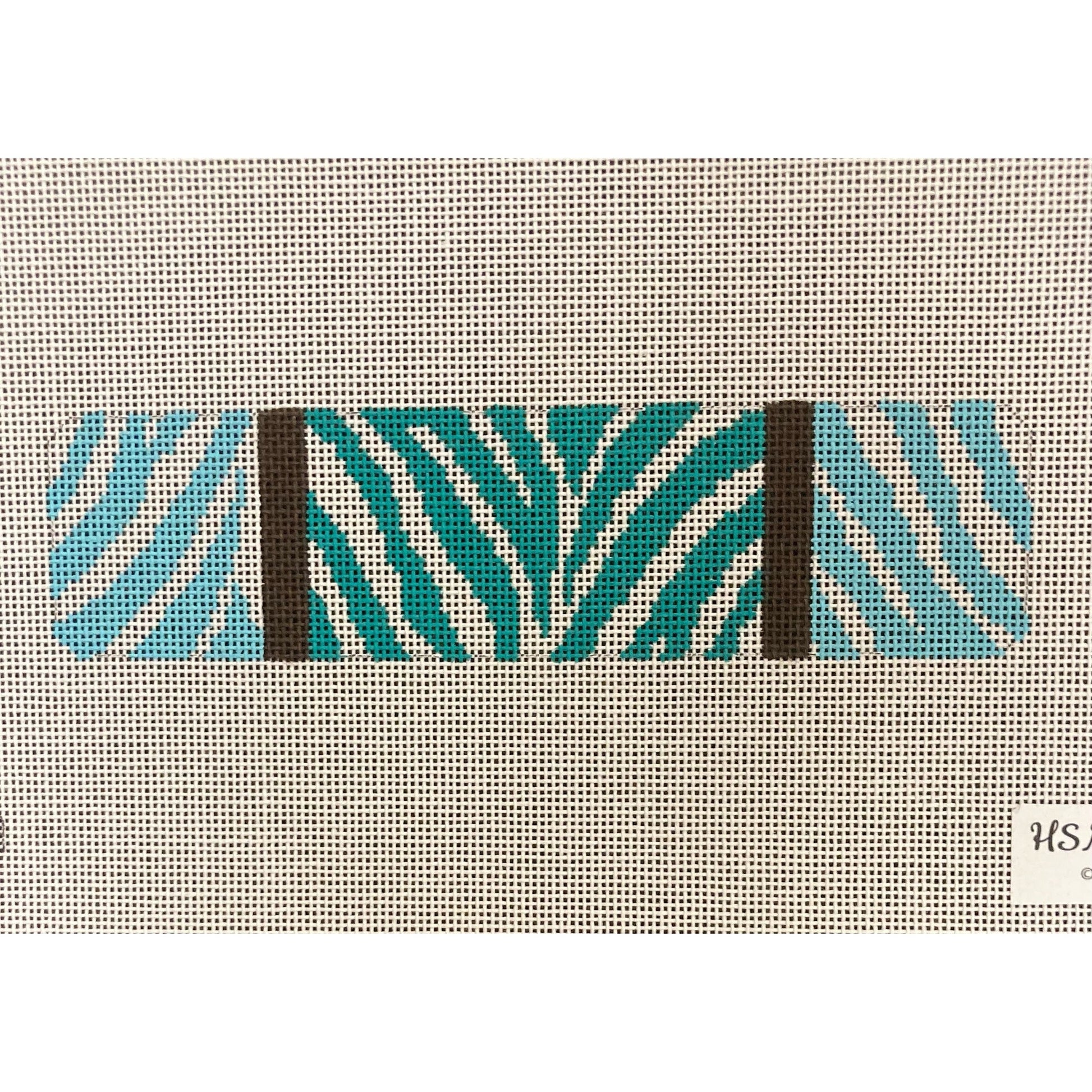 Blue & Green key Fob - Garden Gate Needlepoint