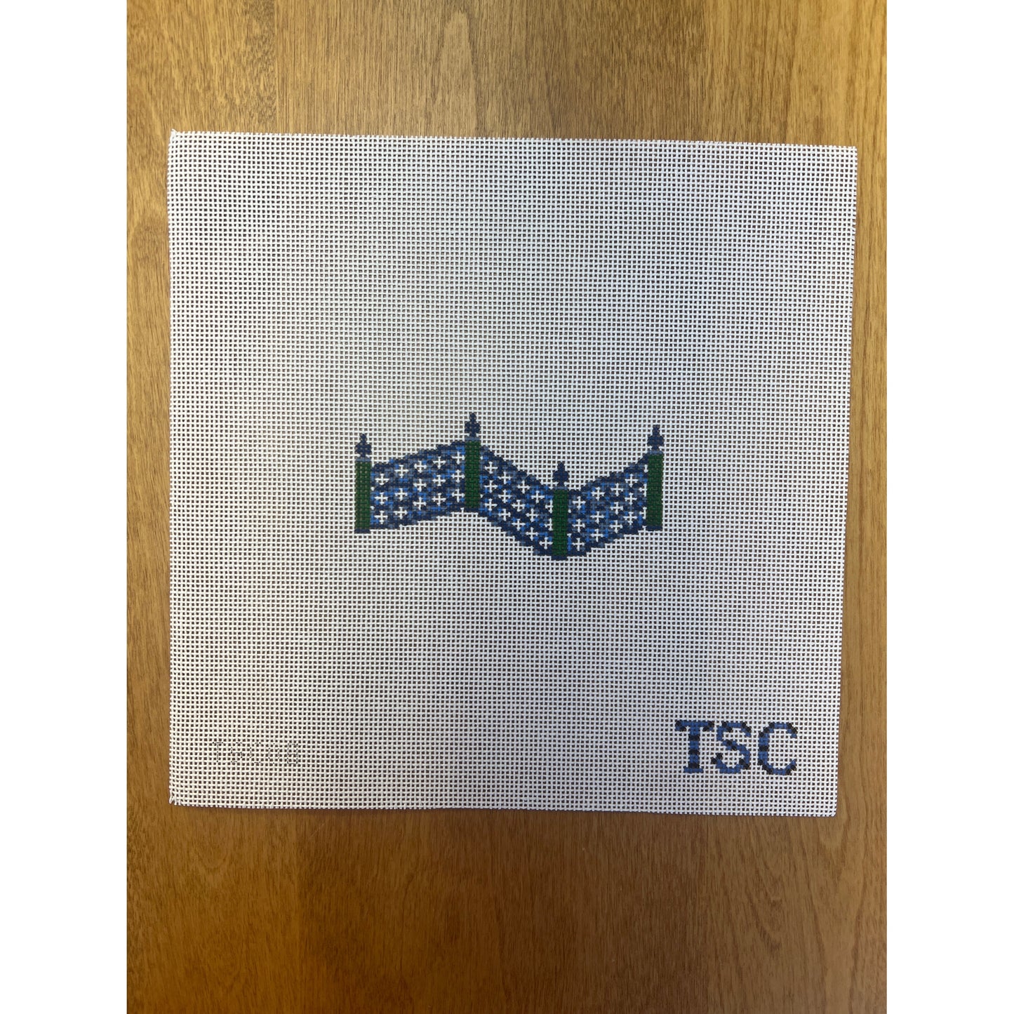 Blue Willow Deconstructed-Fence - Garden Gate Needlepoint