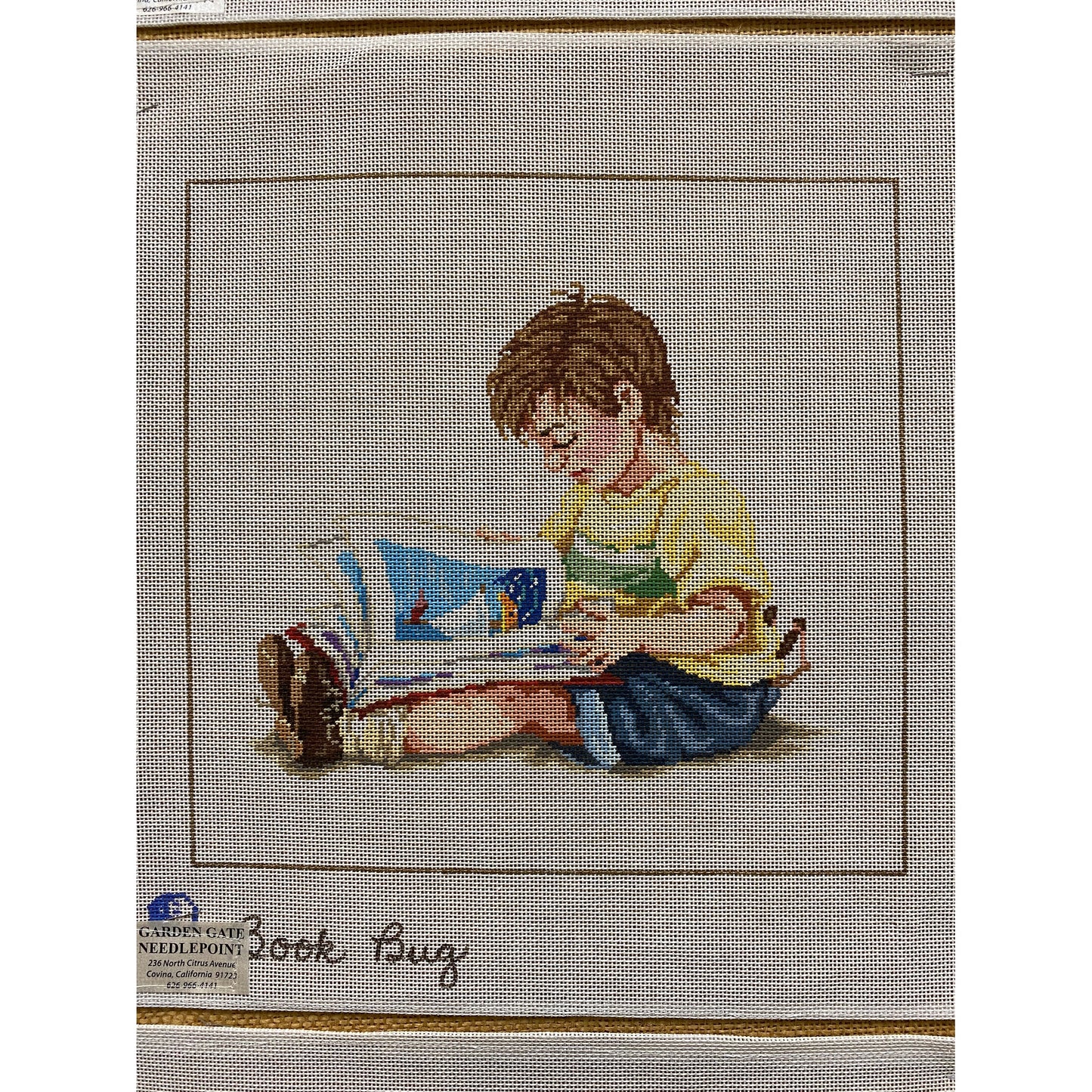 Book Bug canvas - Garden Gate Needlepoint