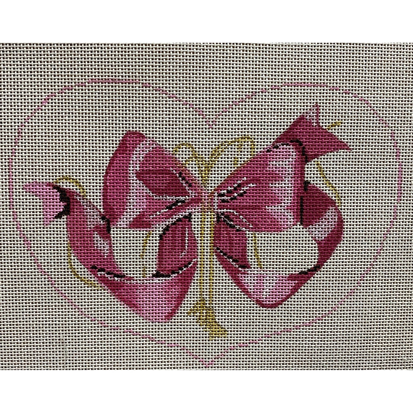 Bow in Heart Canvas - Garden Gate Needlepoint