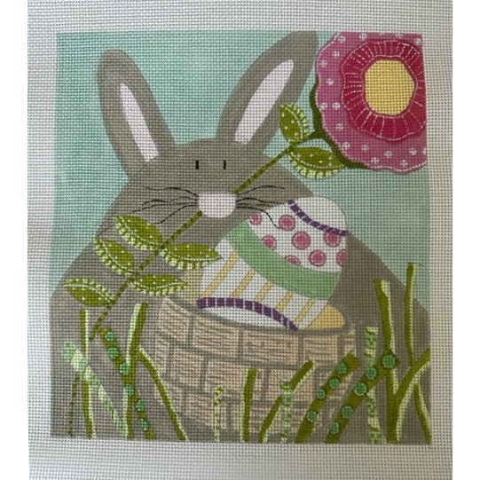 Bunny in Basket Canvas - Garden Gate Needlepoint