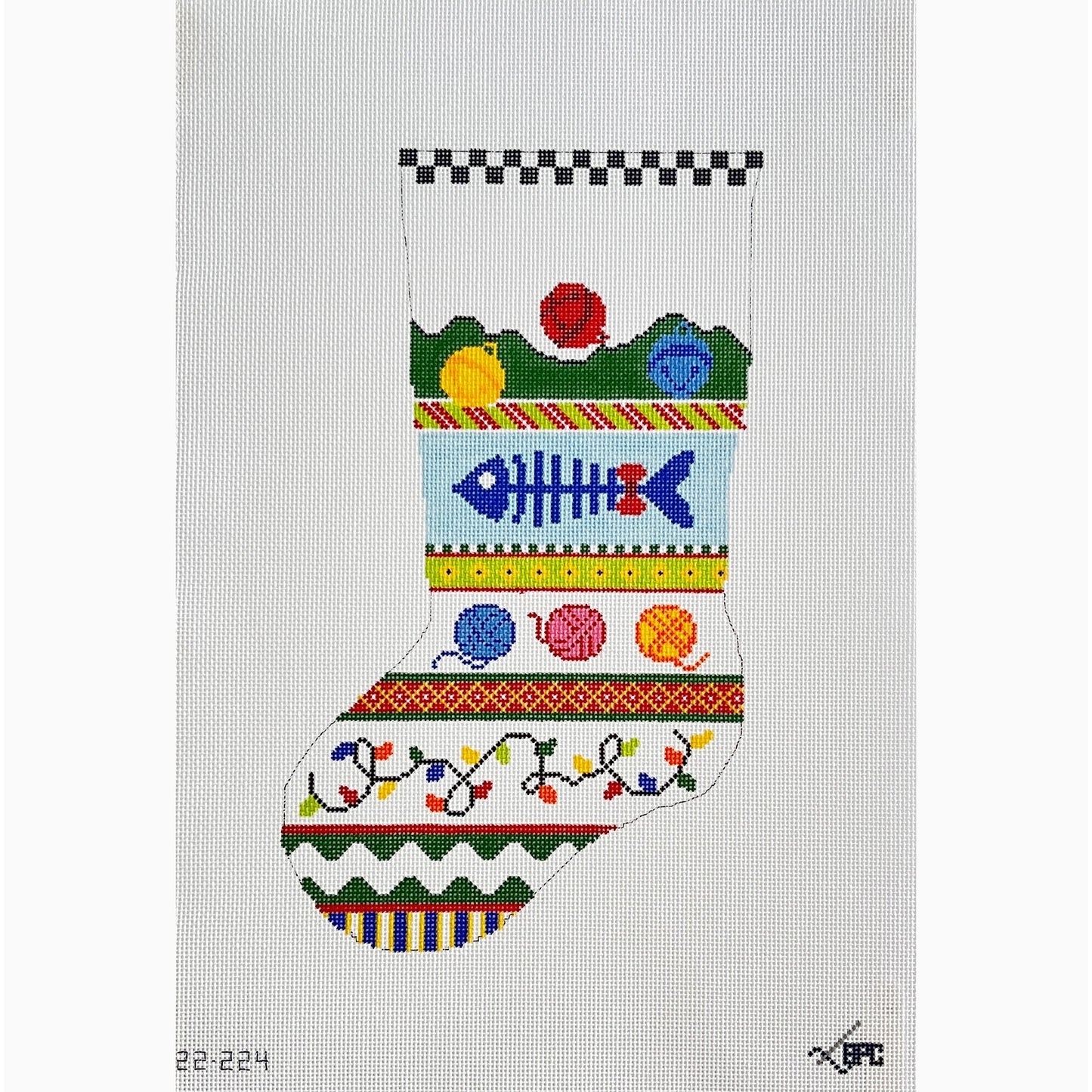 Cat xmas stocking - Garden Gate Needlepoint