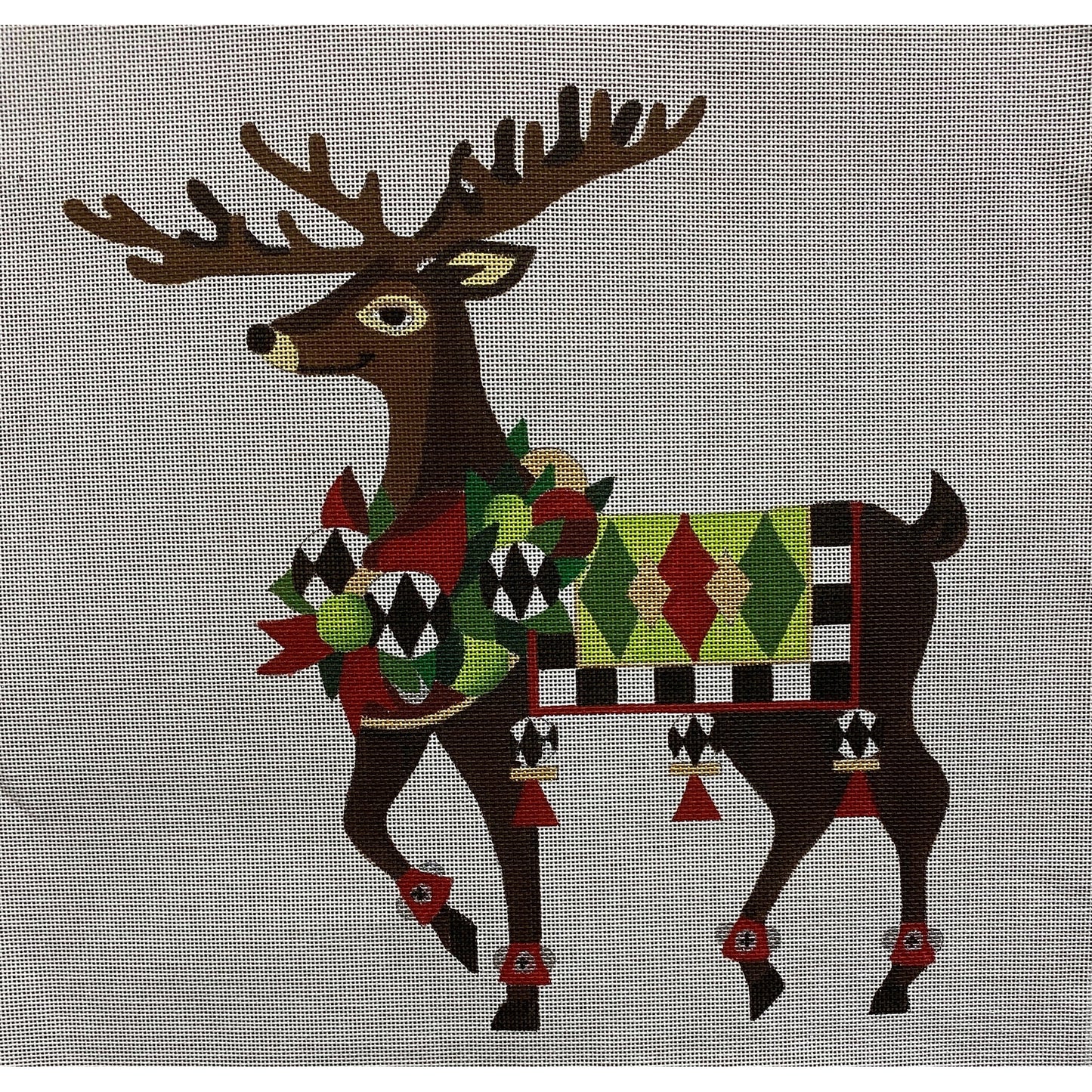 Christmas Deer Canvas - Garden Gate Needlepoint
