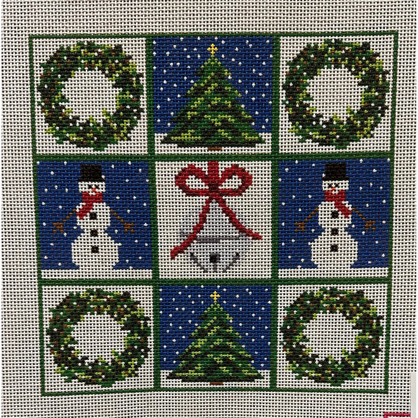 Christmas Tic Tac Toe Canvas - Garden Gate Needlepoint
