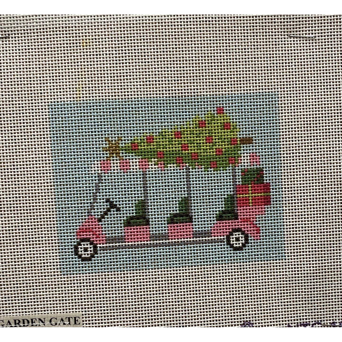 Christmas Tree Golf Cart Canvas - Garden Gate Needlepoint