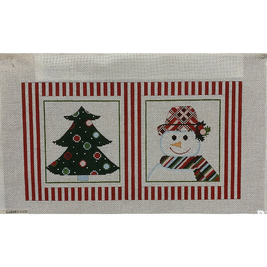 Christmas Tree & Snowman Portraits canvas - Garden Gate Needlepoint