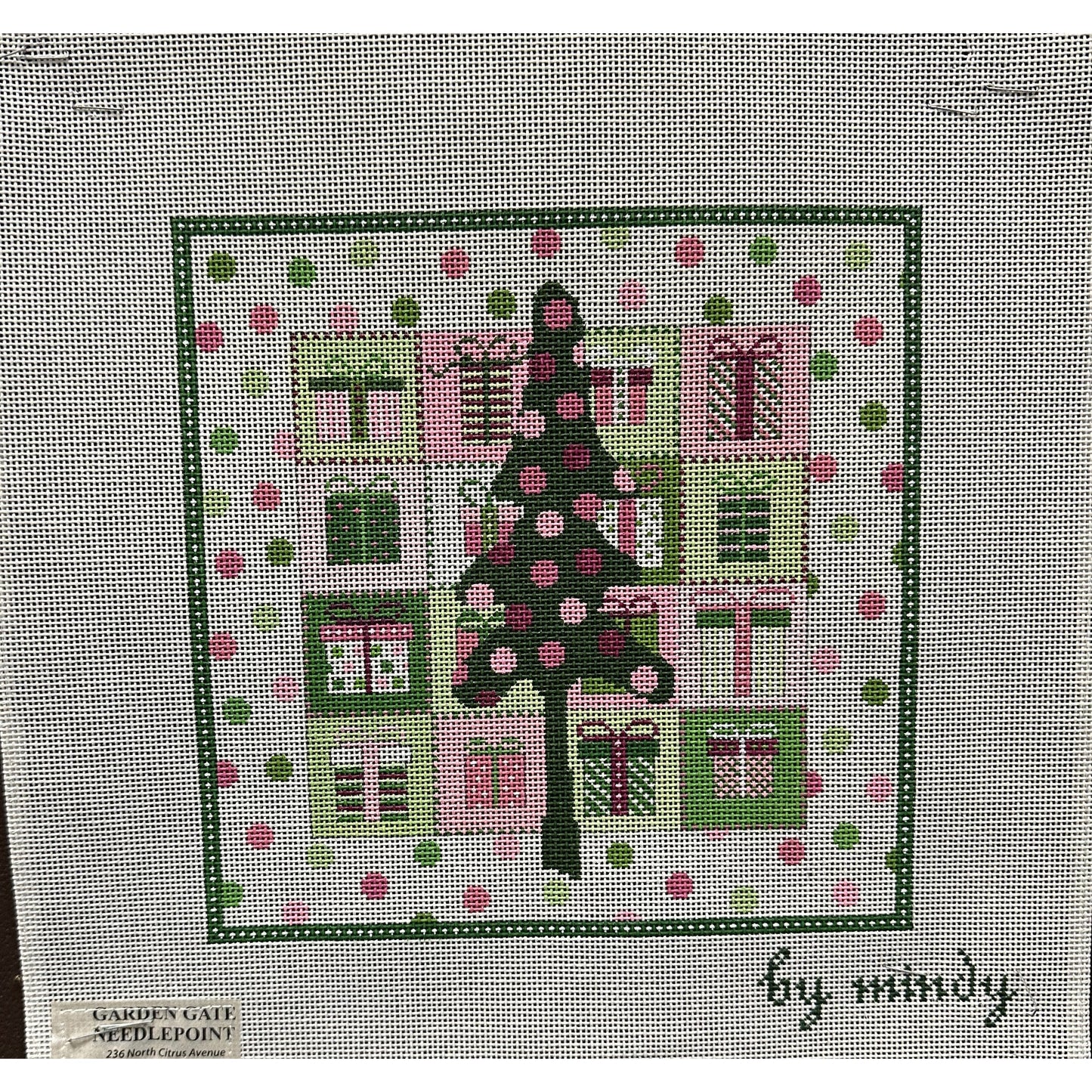 Christmas Tree and Presents Canvas - Garden Gate Needlepoint