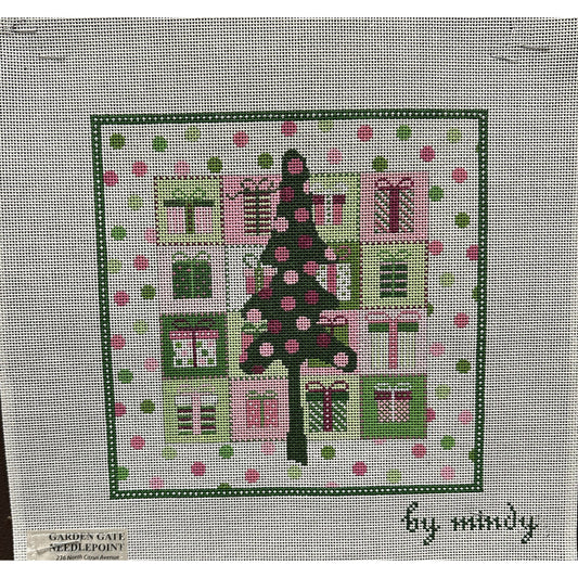 Christmas Tree and Presents Canvas - Garden Gate Needlepoint