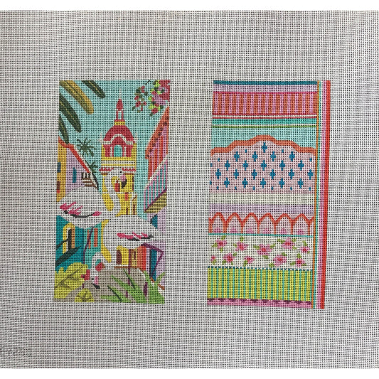 City Flamingos Eyeglass Case - Garden Gate Needlepoint