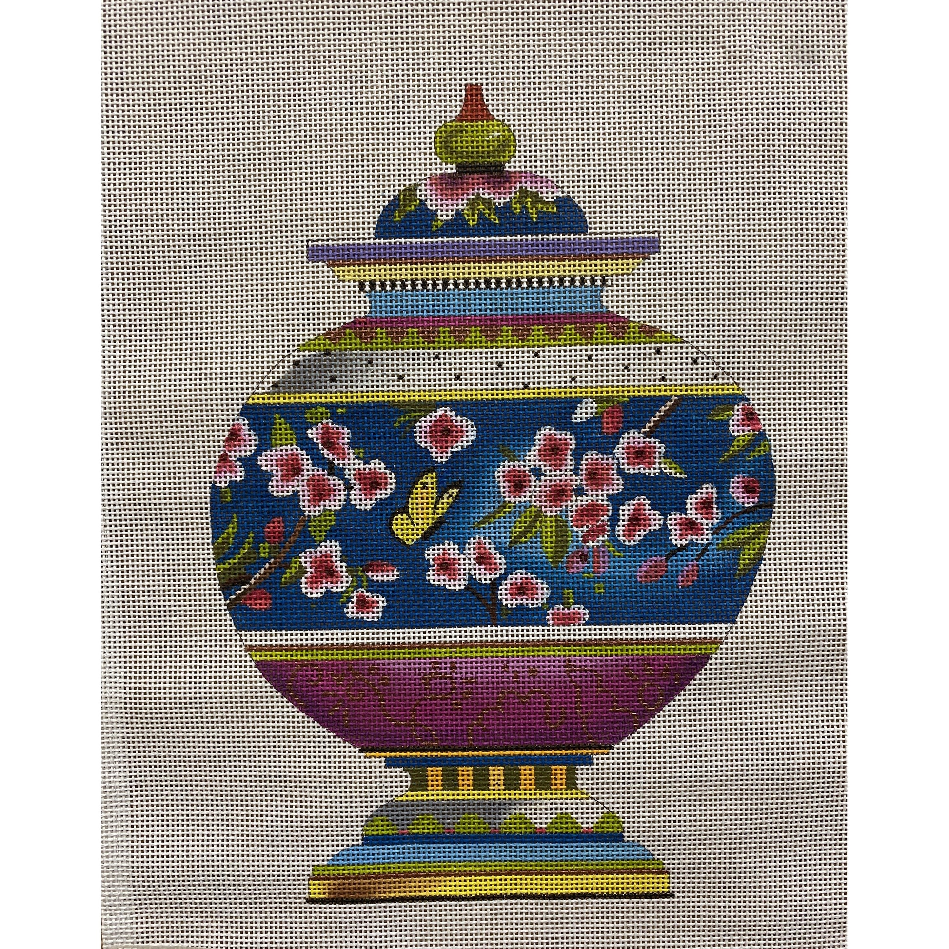 Colors of Praise Bell Shape Urn canvas - Garden Gate Needlepoint