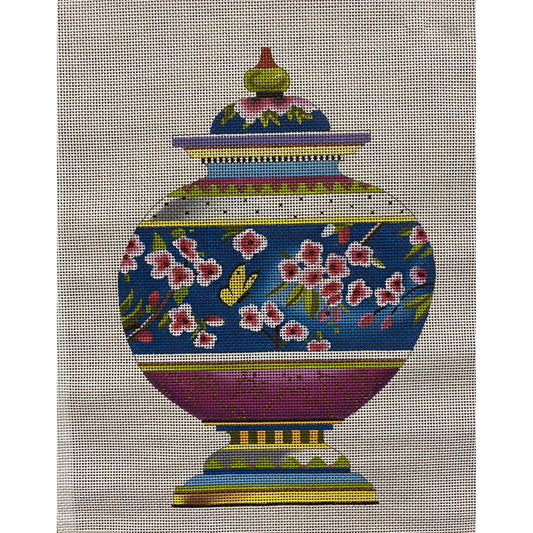 Colors of Praise Bell Shape Urn canvas - Garden Gate Needlepoint