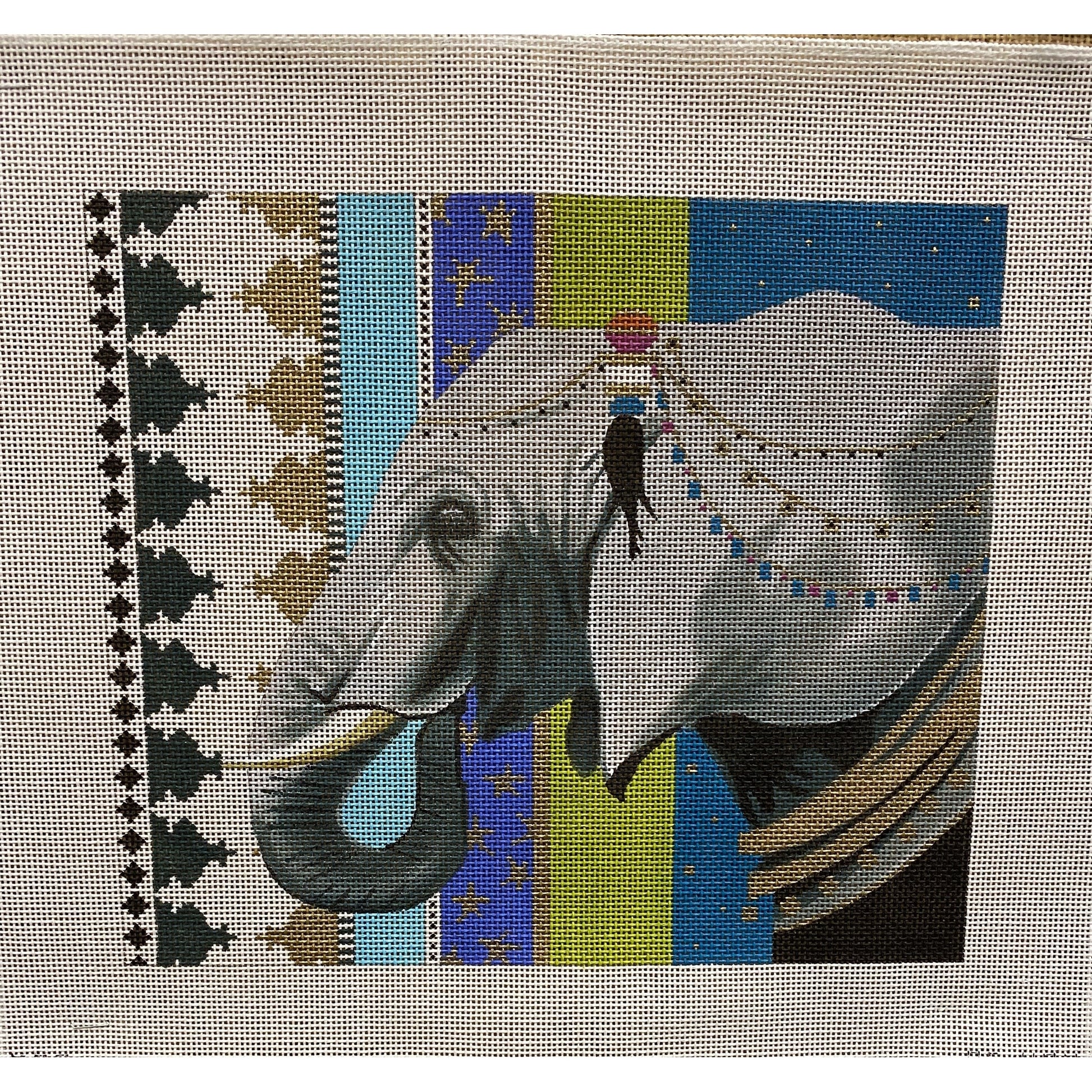 Colors of Praise Elephant canvas - Garden Gate Needlepoint