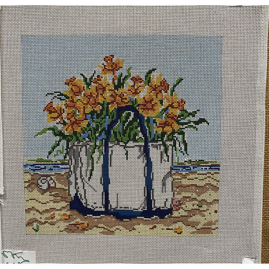 Cooper Oaks Bag of Flowers Canvas - Garden Gate Needlepoint