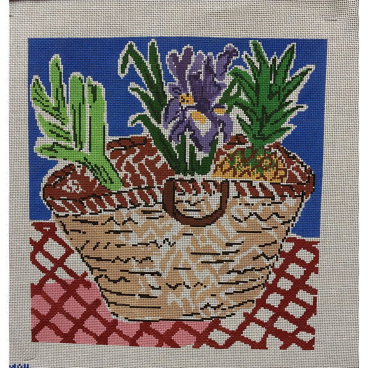 Cooper Oaks Farmers Market Bag canvas - Garden Gate Needlepoint