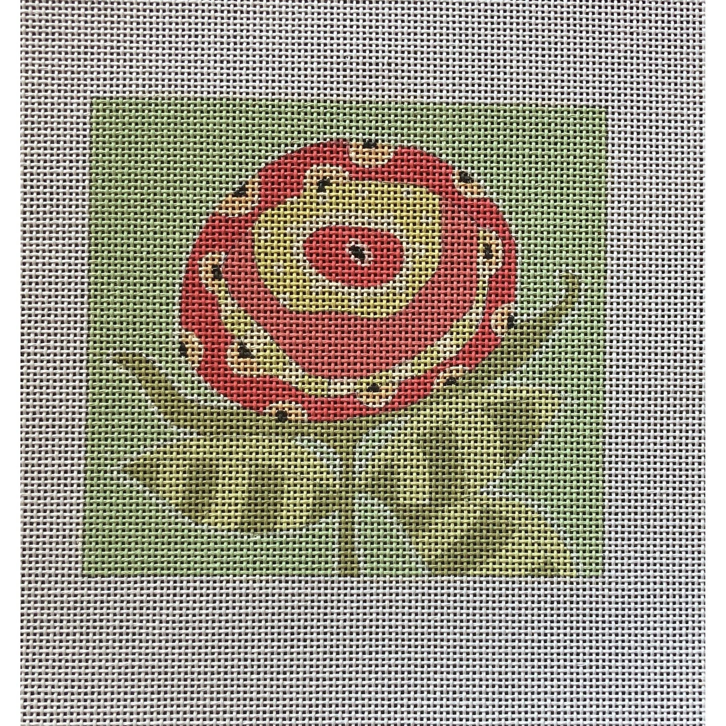 Coral Whimpsey Flower Canvas - Garden Gate Needlepoint