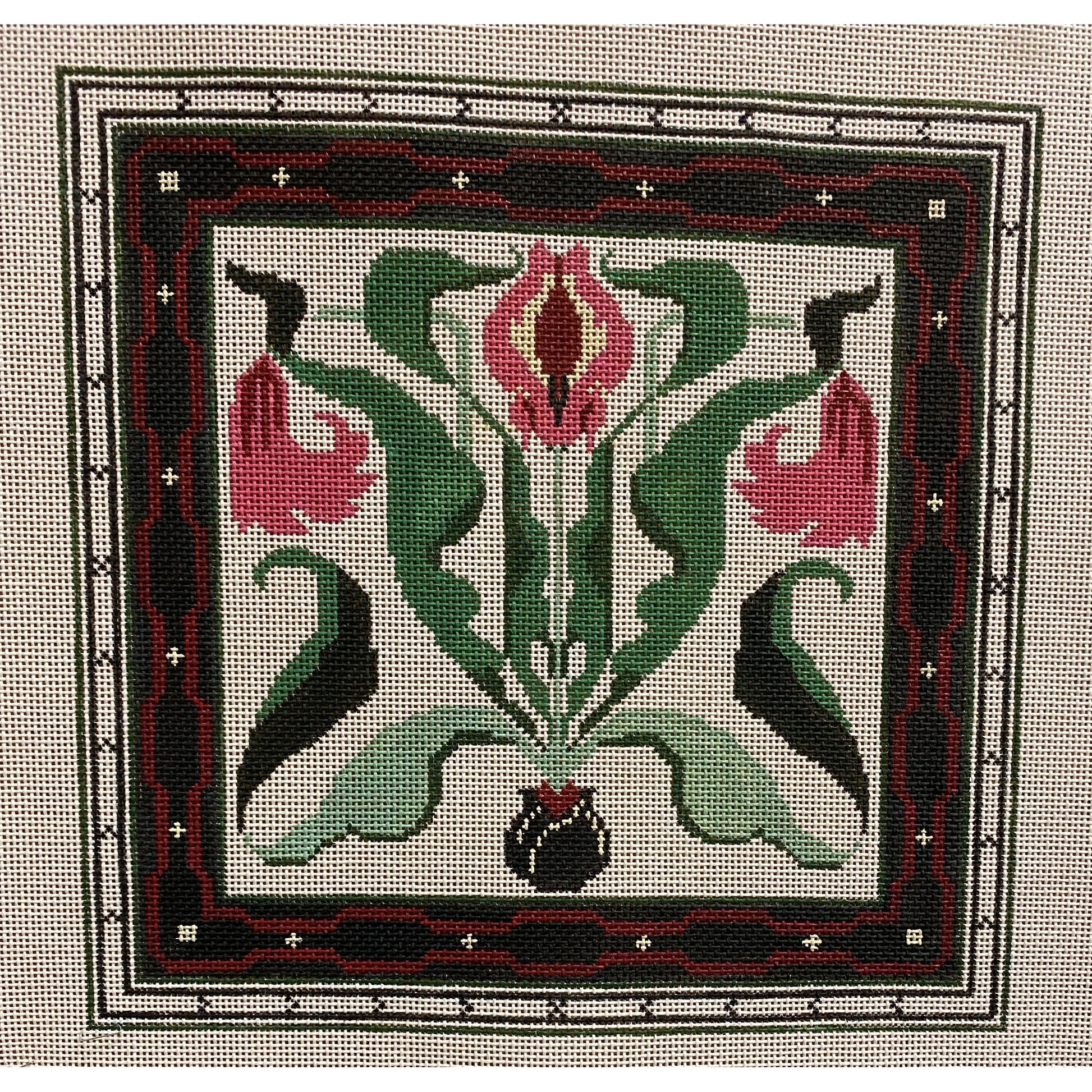 Desert Rose in Pot 1 Canvas - Garden Gate Needlepoint