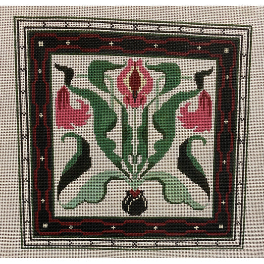 Desert Rose in Pot 1 Canvas - Garden Gate Needlepoint