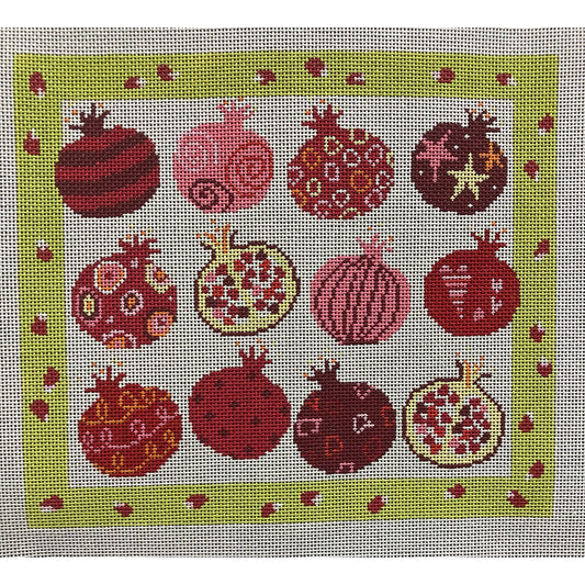 Dozen Pomagrants Canvas - Garden Gate Needlepoint