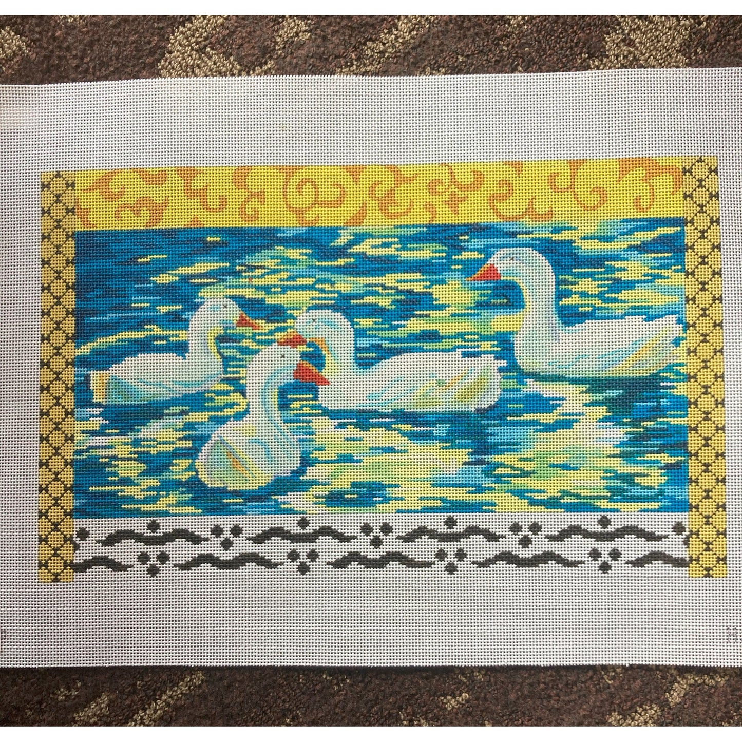 Ducks in a Pond Canvas - Garden Gate Needlepoint