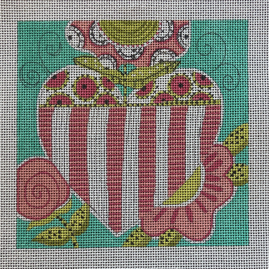 Fancy Pink Heart Canvas - Garden Gate Needlepoint