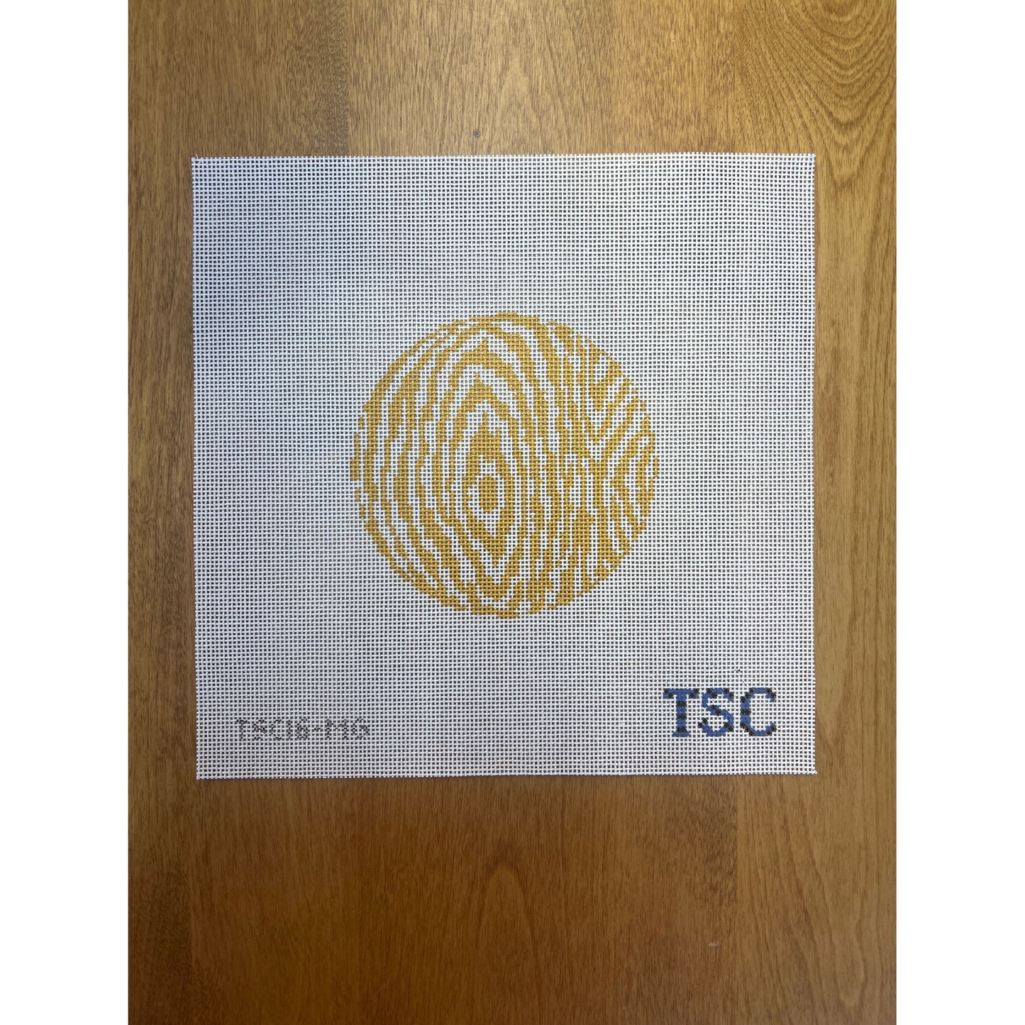 Faux Bois Round-Gold - Garden Gate Needlepoint