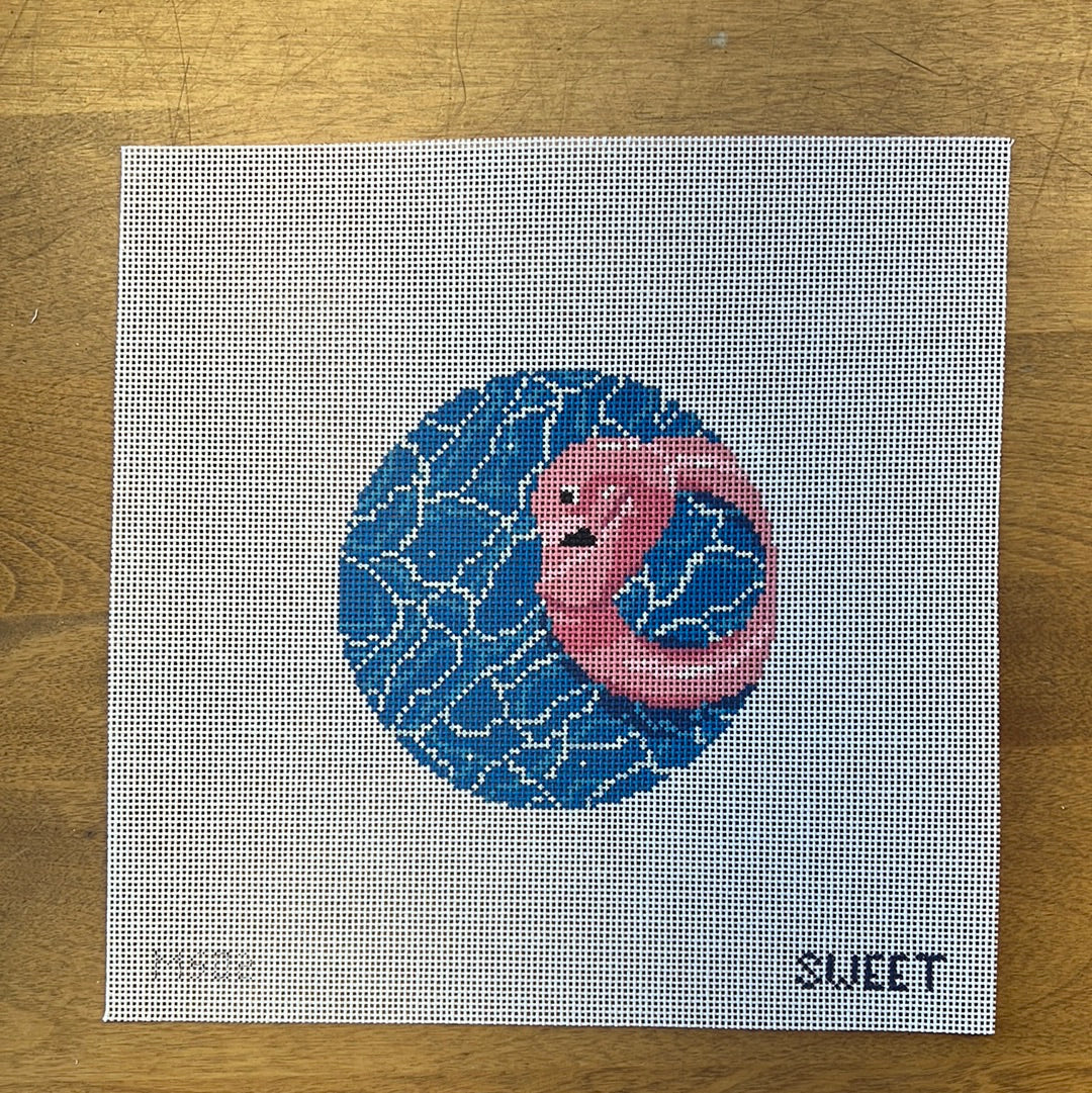 Flamingo Floatie Ornament - Garden Gate Needlepoint