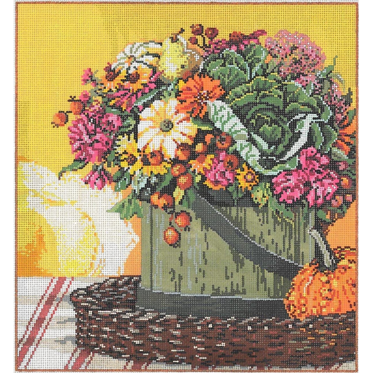 Floral with Gourd - Garden Gate Needlepoint