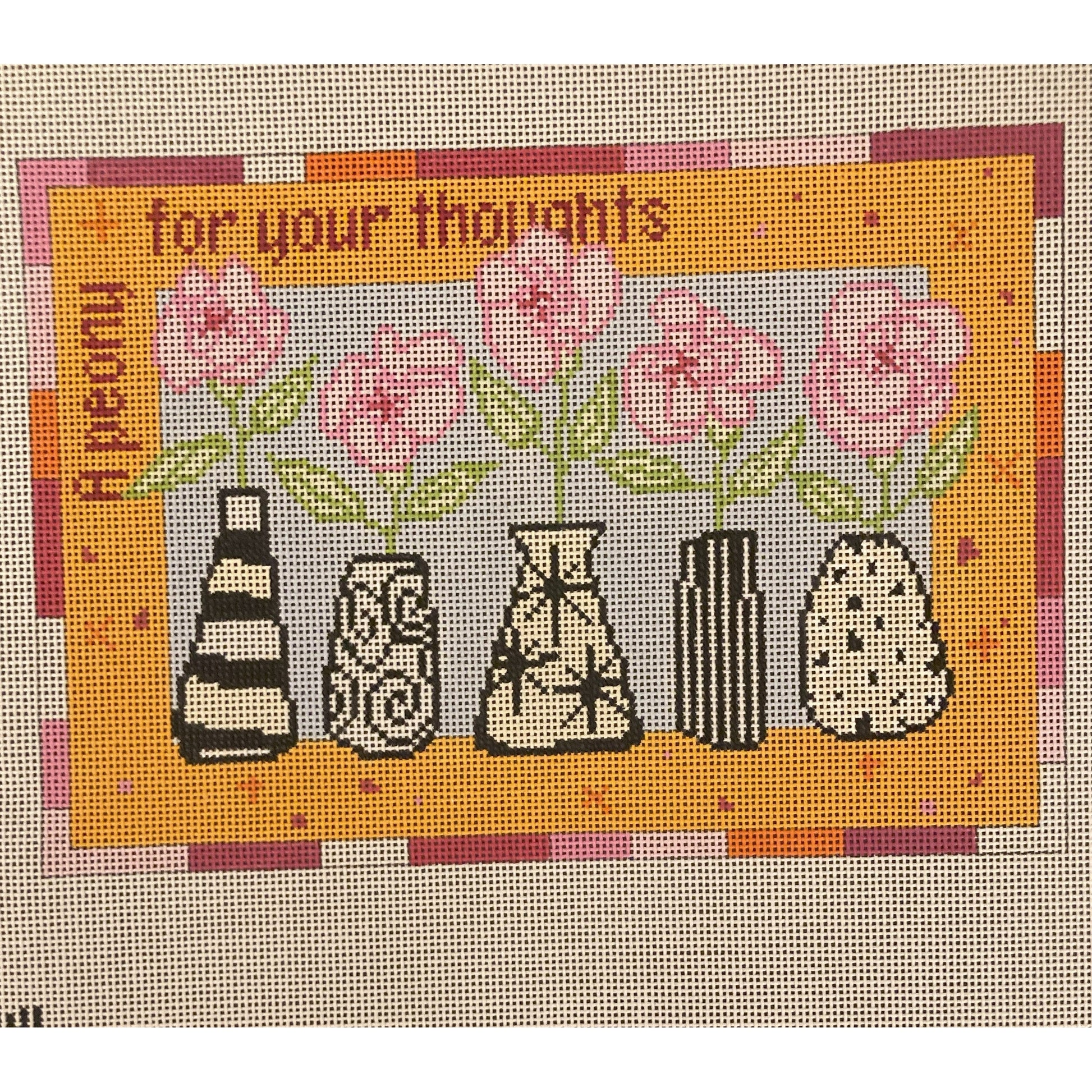 Flowers in Vases Canvas - Garden Gate Needlepoint