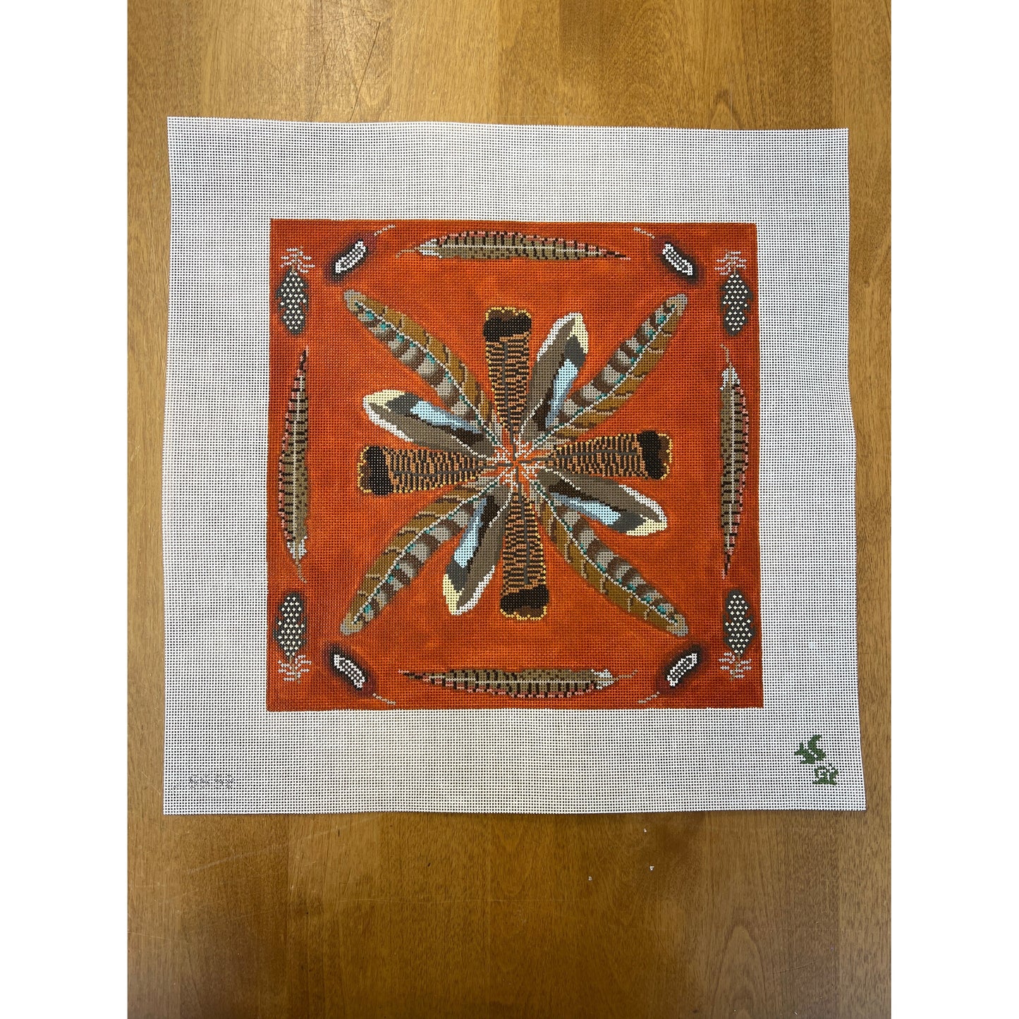 Game Bird Feathers Pillow - Garden Gate Needlepoint