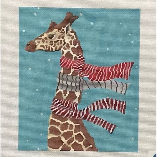 Giraffe Sporting Scarves Canvas - Garden Gate Needlepoint