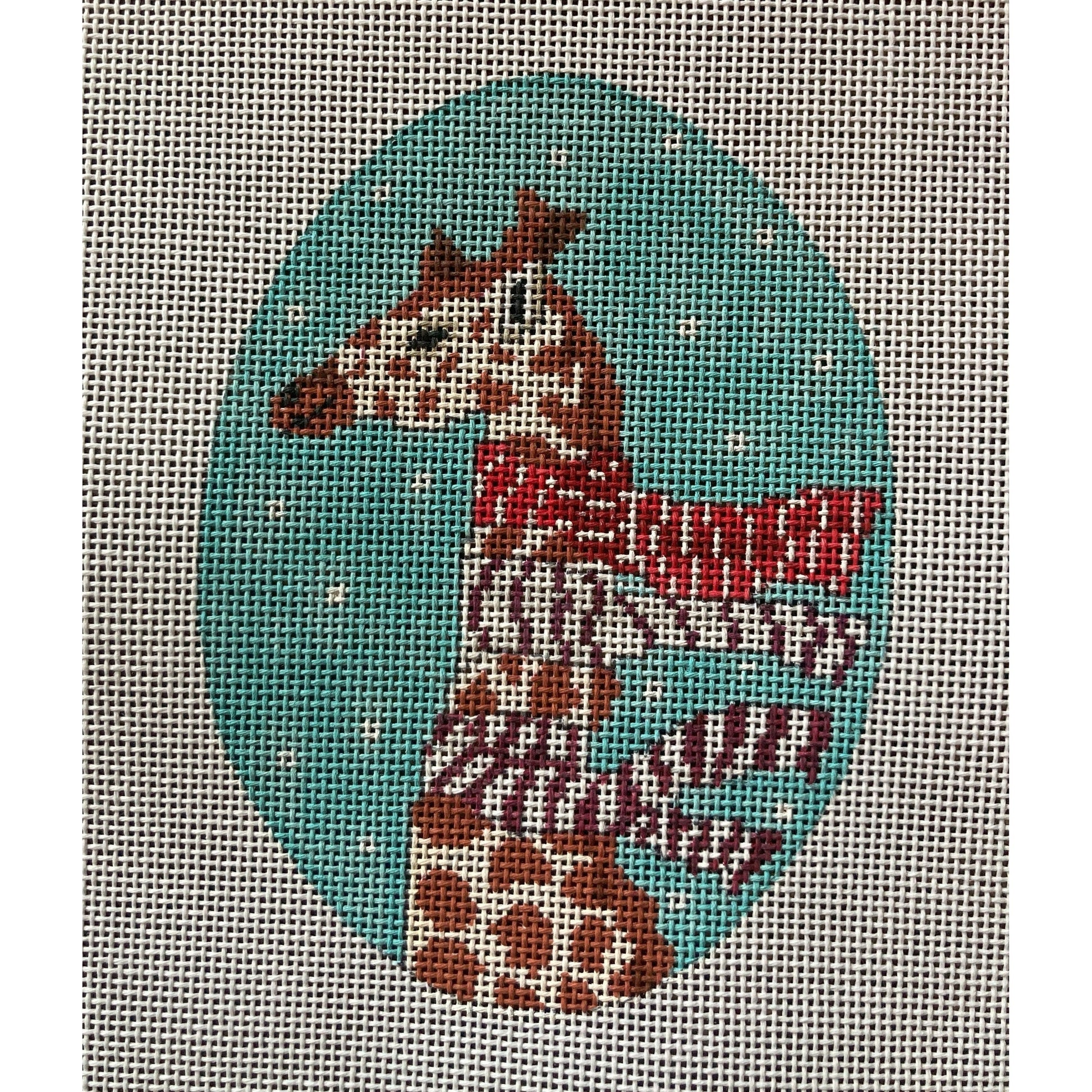 Giraffe with Scarves Canvas - Garden Gate Needlepoint