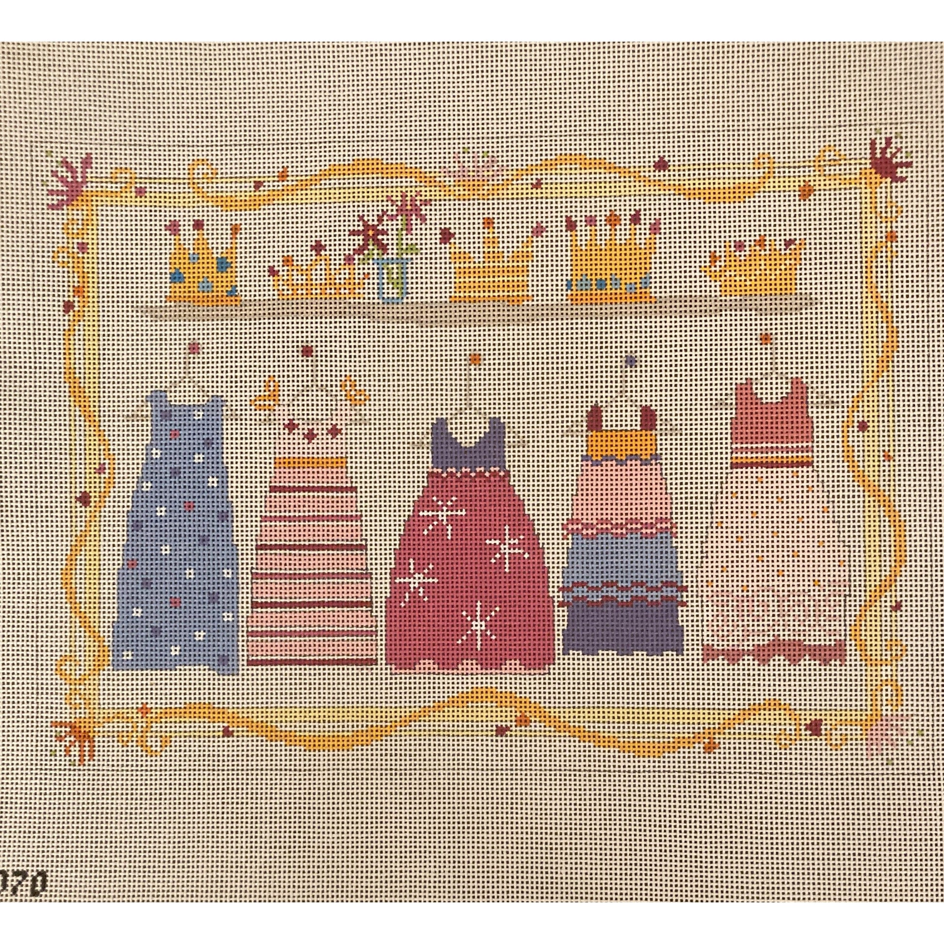 Gowns and Crowns Canvas - Garden Gate Needlepoint