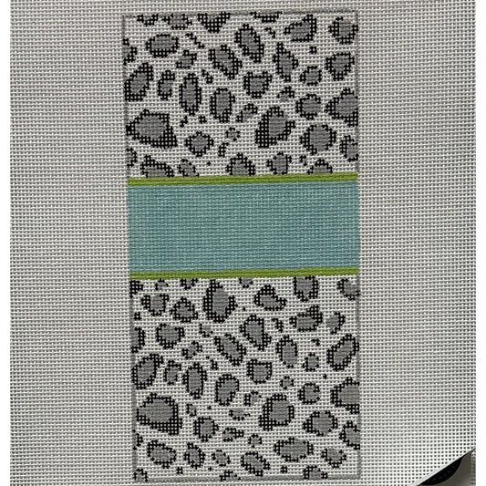Grey Animal Print with Blue Eyeglass Case - Garden Gate Needlepoint