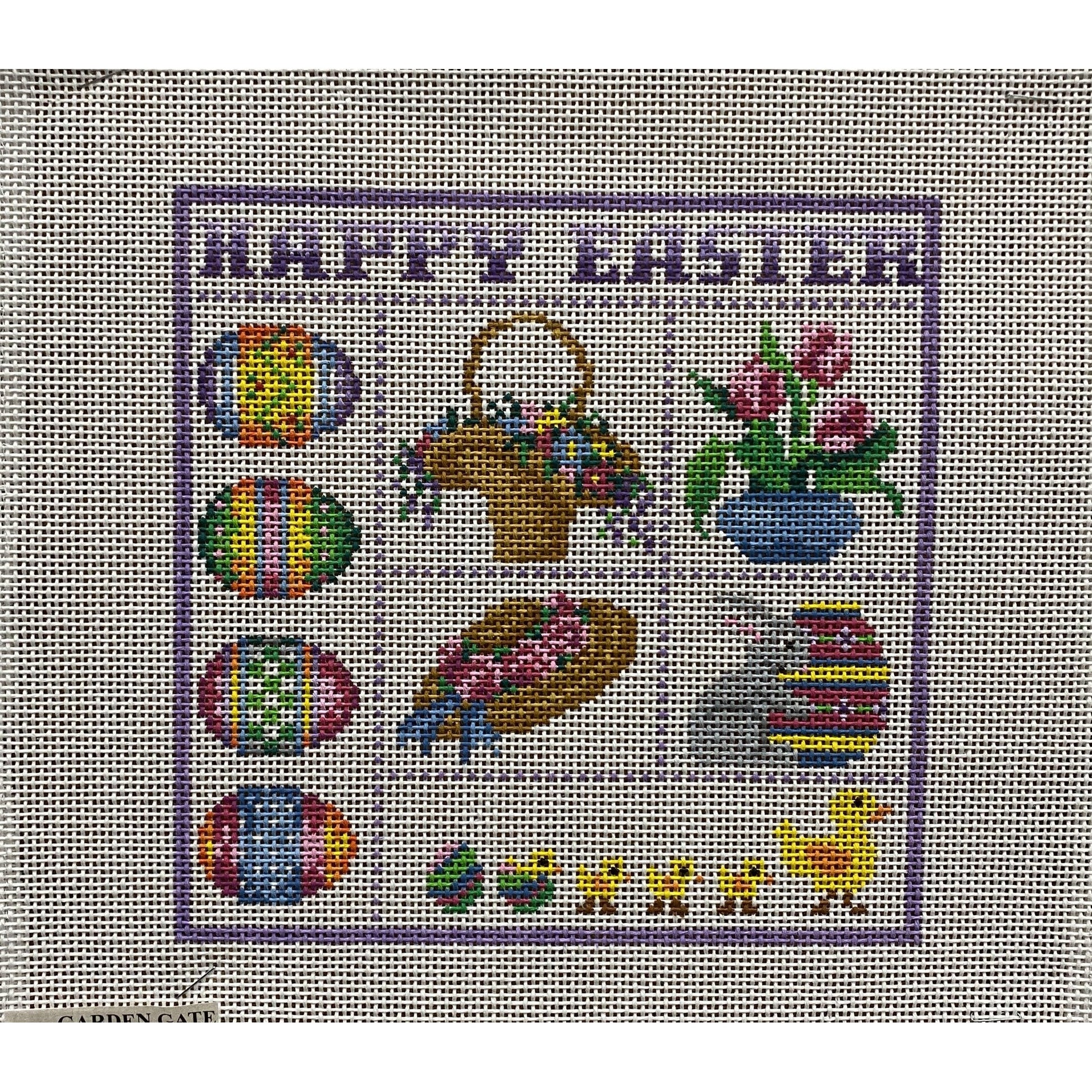 Happy Easter canvas - Garden Gate Needlepoint