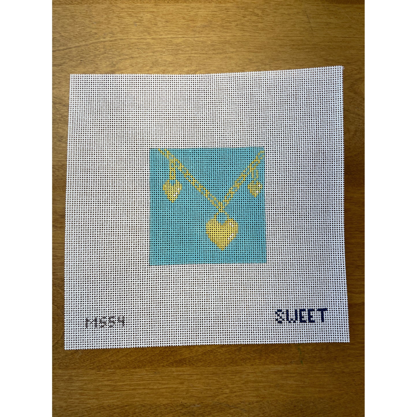 Heart Charm Insert-Blue - Garden Gate Needlepoint