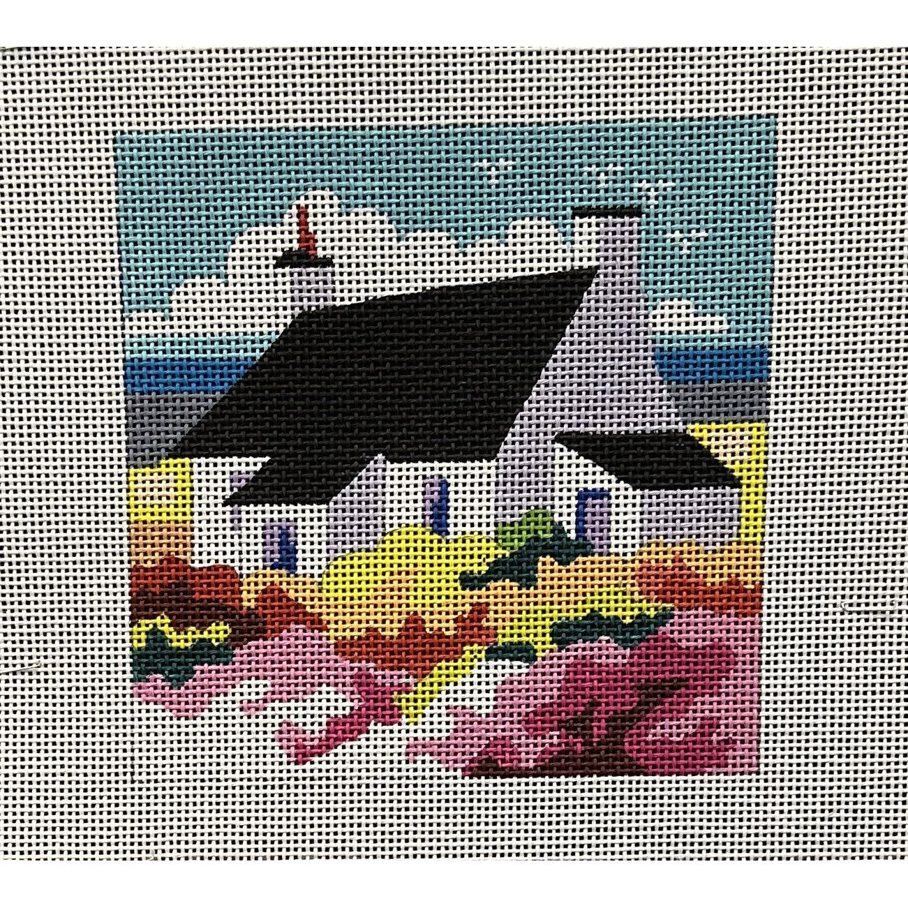 House by Ocean Canvas - Garden Gate Needlepoint