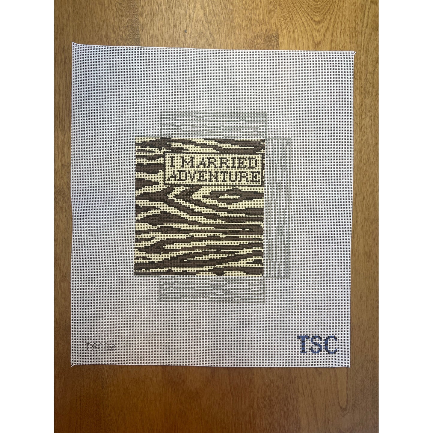 I Married Adventure 3D Ornament - Garden Gate Needlepoint