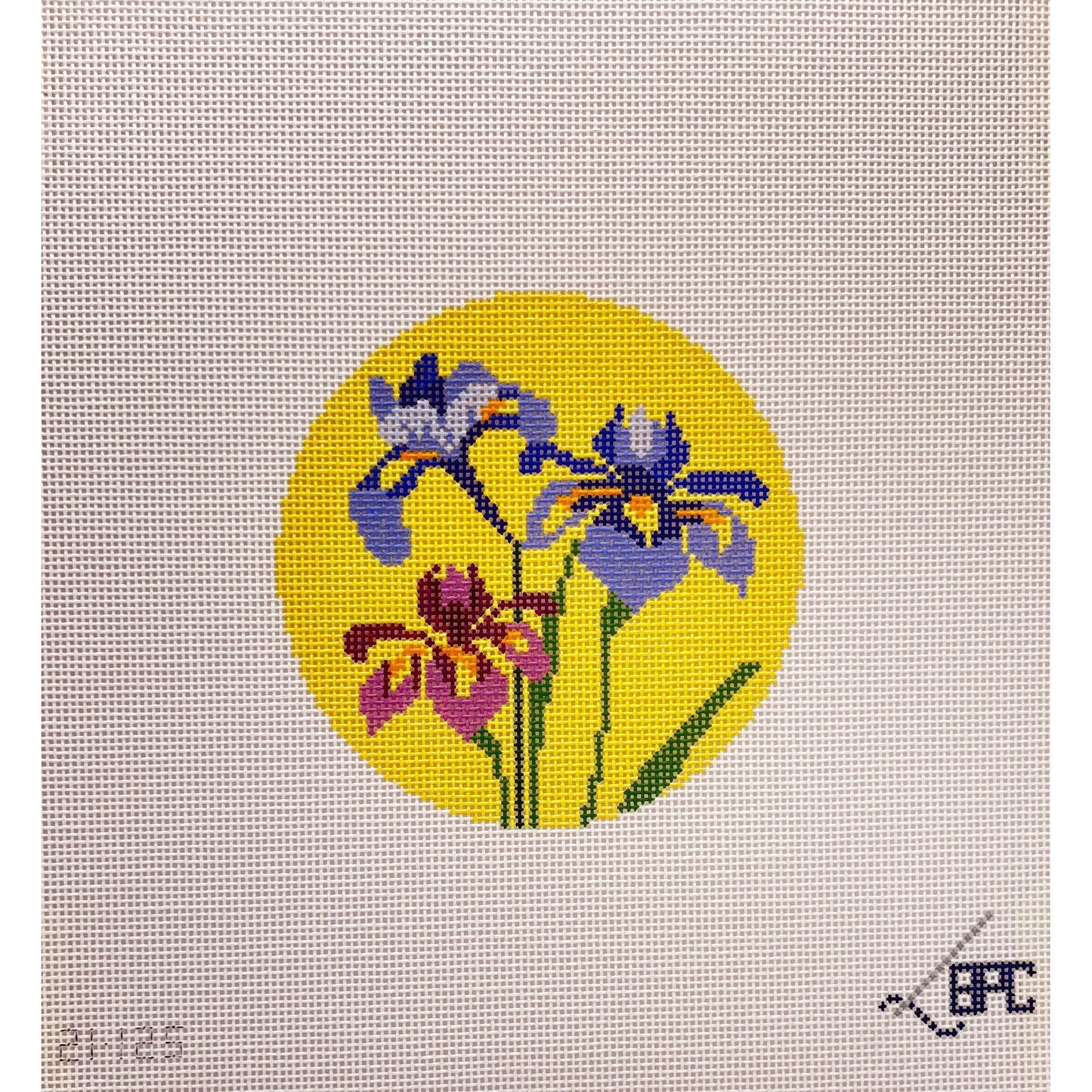 Iris 4"� Round - Garden Gate Needlepoint